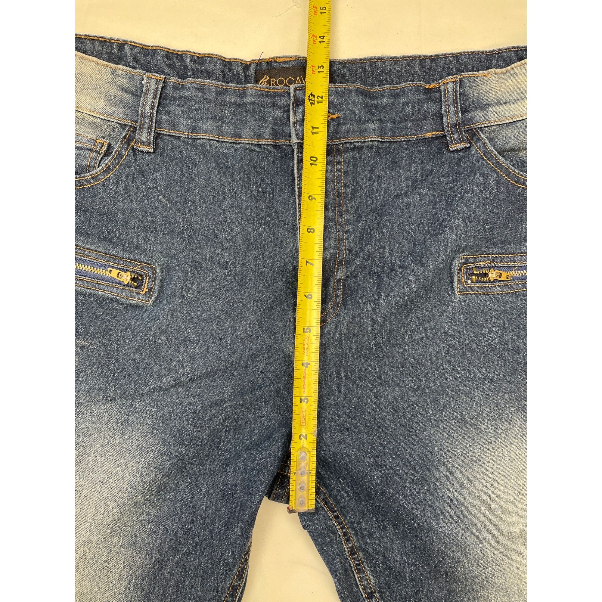 Rocawear Rocawear SKU 496 Mens Blue Distressed Moto Jeans Size 40X30L Size US 37 - 9 Thumbnail