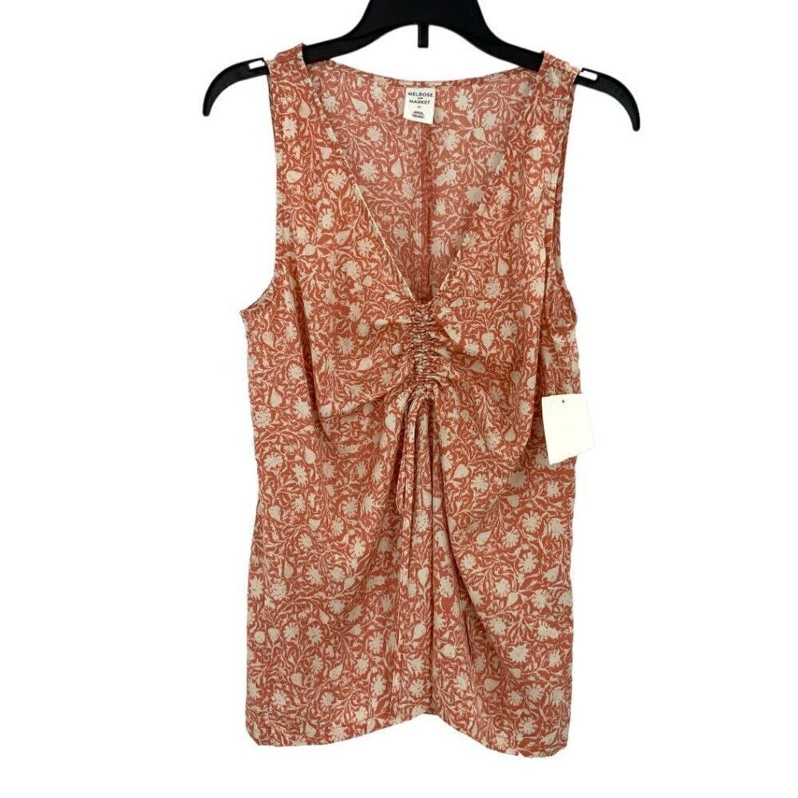 Other Melrose & Market Floral Cinch Front Sleeveless Top XS NWOT Size XS / US 0-2 / IT 36-38 - 2 Thumbnail