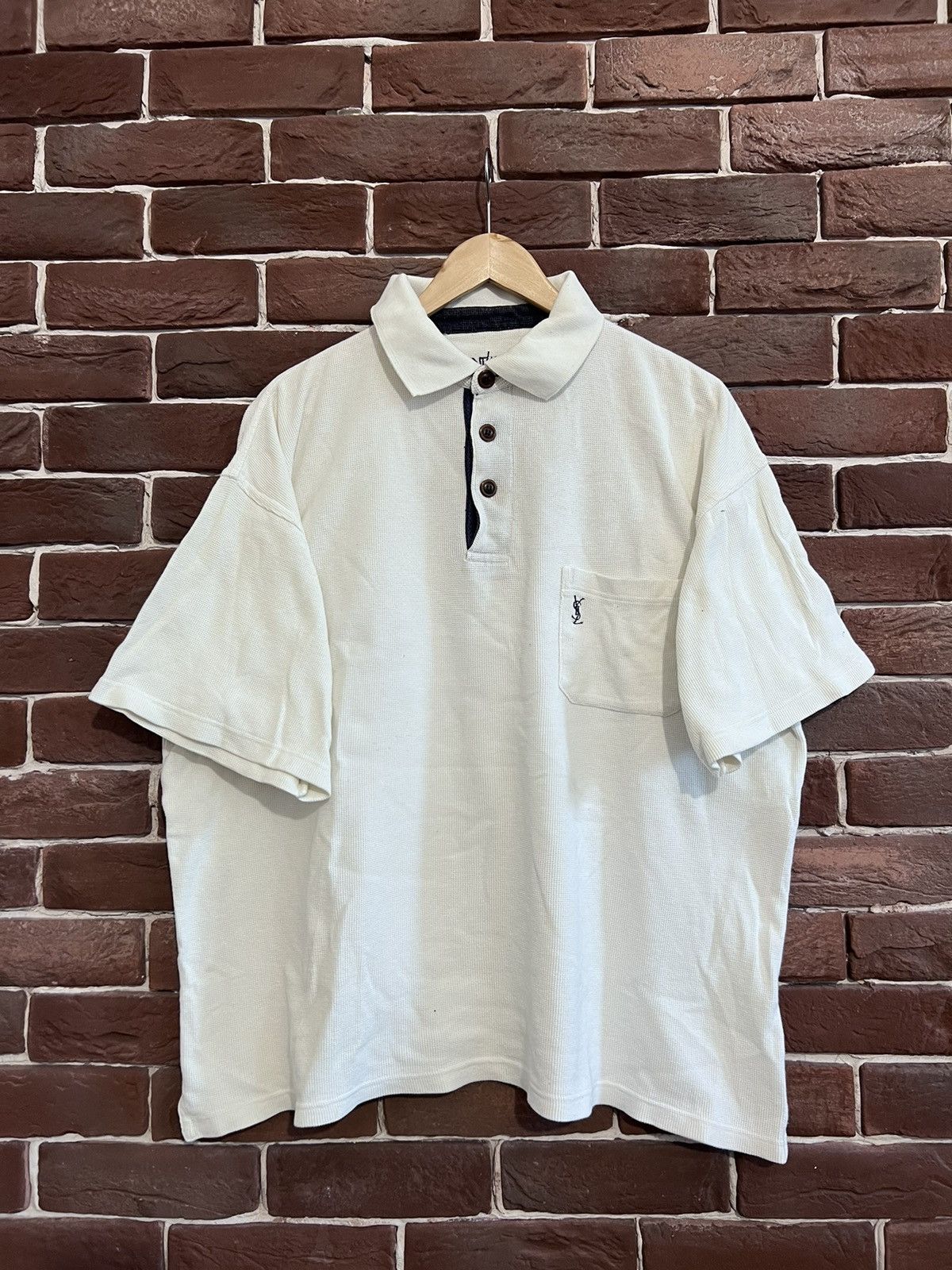 Vintage Rare Yves Saint Laurent YSL vintage polo shirt logo cropped Size US L / EU 52-54 / 3 - 1 Thumbnail