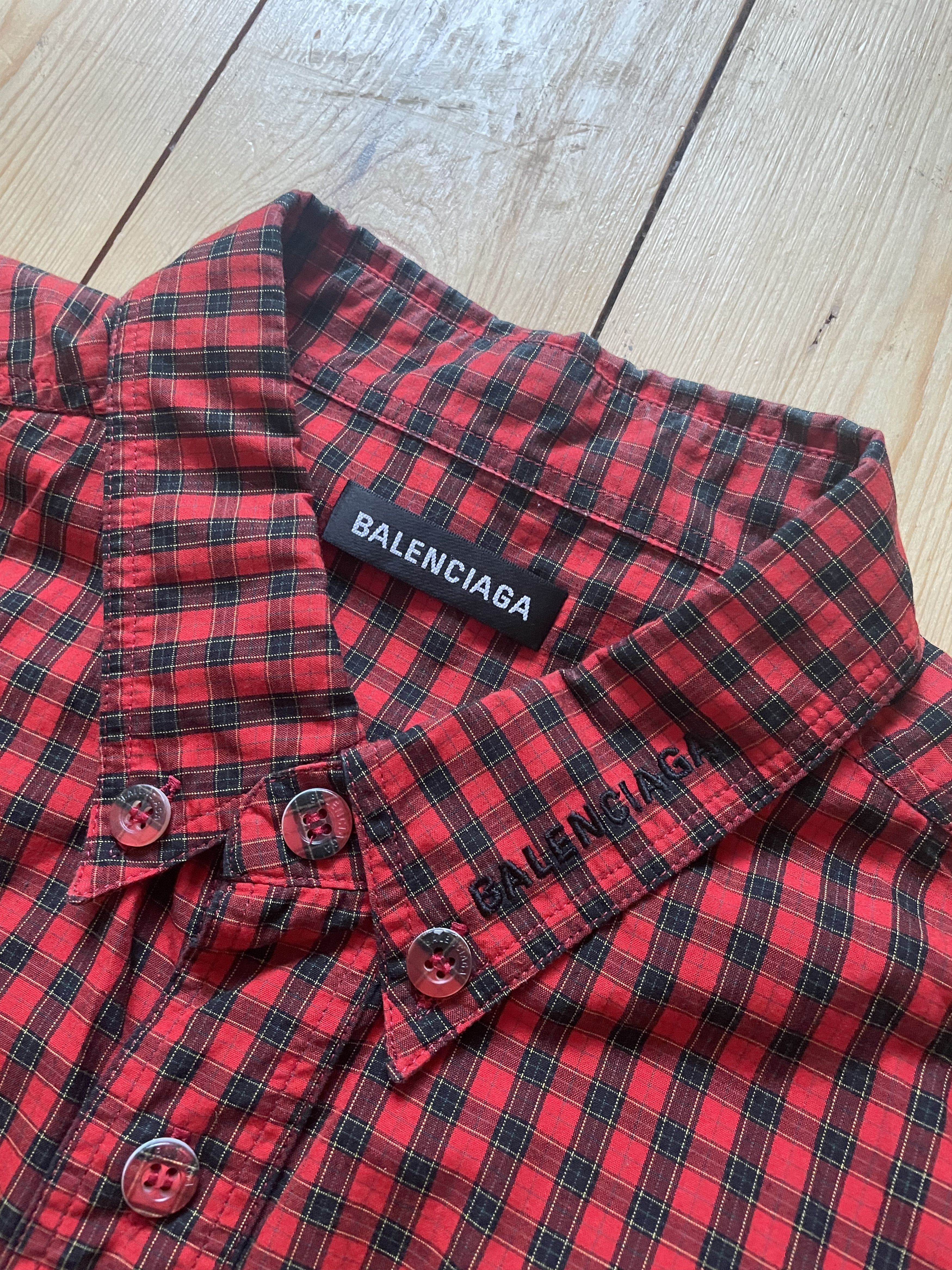 Balenciaga Balenciaga - Raw Hem Short Sleeve Cotton Poplin Shirt Size US L / EU 52-54 / 3 - 6 Thumbnail