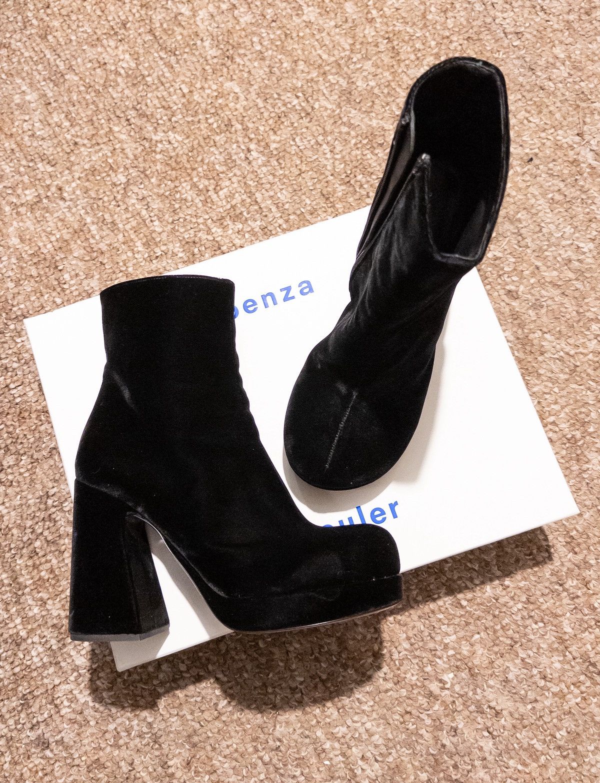 Proenza Schouler PROENZA SCHOULER Forma Platform Ankle Boots - Black Velvet Size US 9.5 / IT 39.5 - 1 Thumbnail