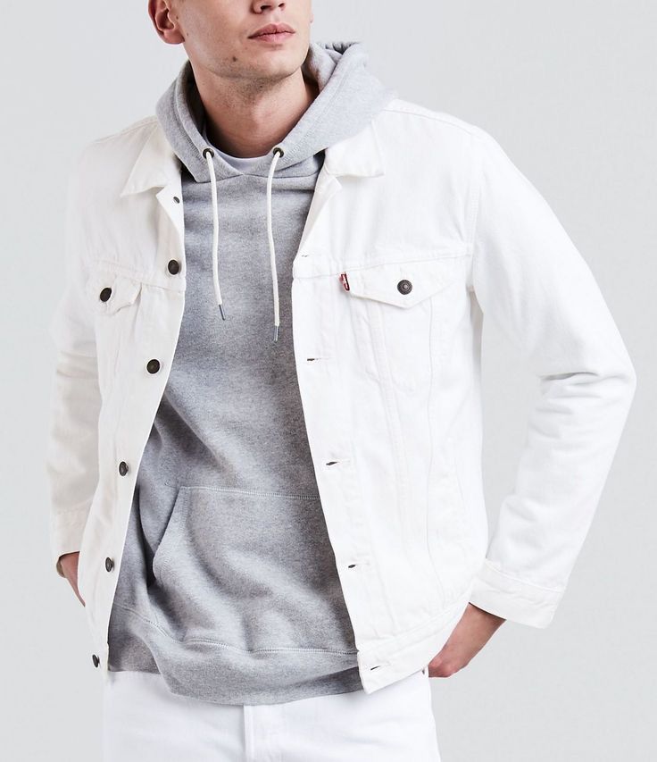 Levi's × Vintage 💥 WHITE 00 LEVIS BUTTON TRUCKER JACKET BIKER STYLE Size US S / EU 44-46 / 1 - 1 Thumbnail