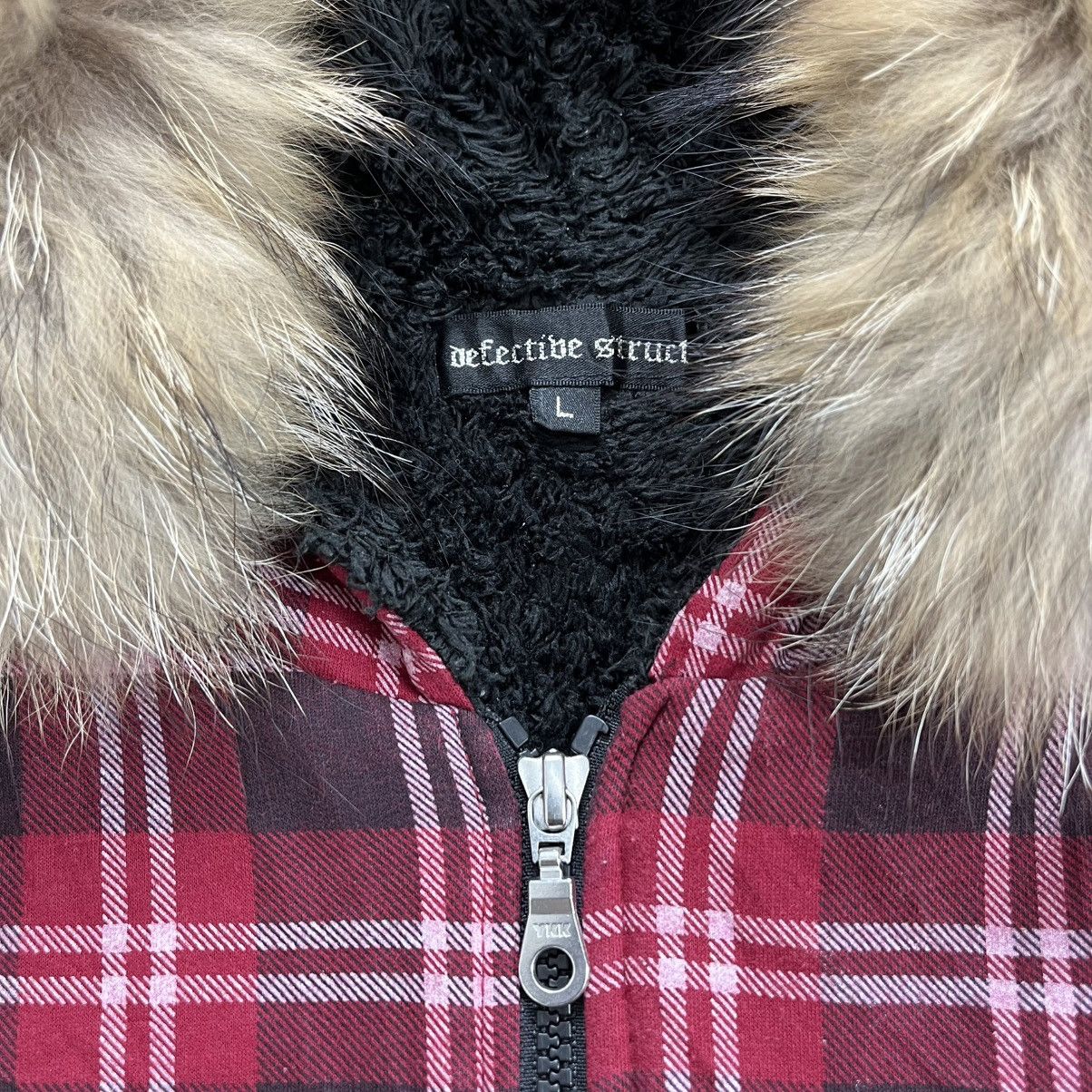 Japanese Brand 2000s Detective Struct Plaid Punk Style Zip Faux Fur Hoodie Size US L / EU 52-54 / 3 - 6 Thumbnail