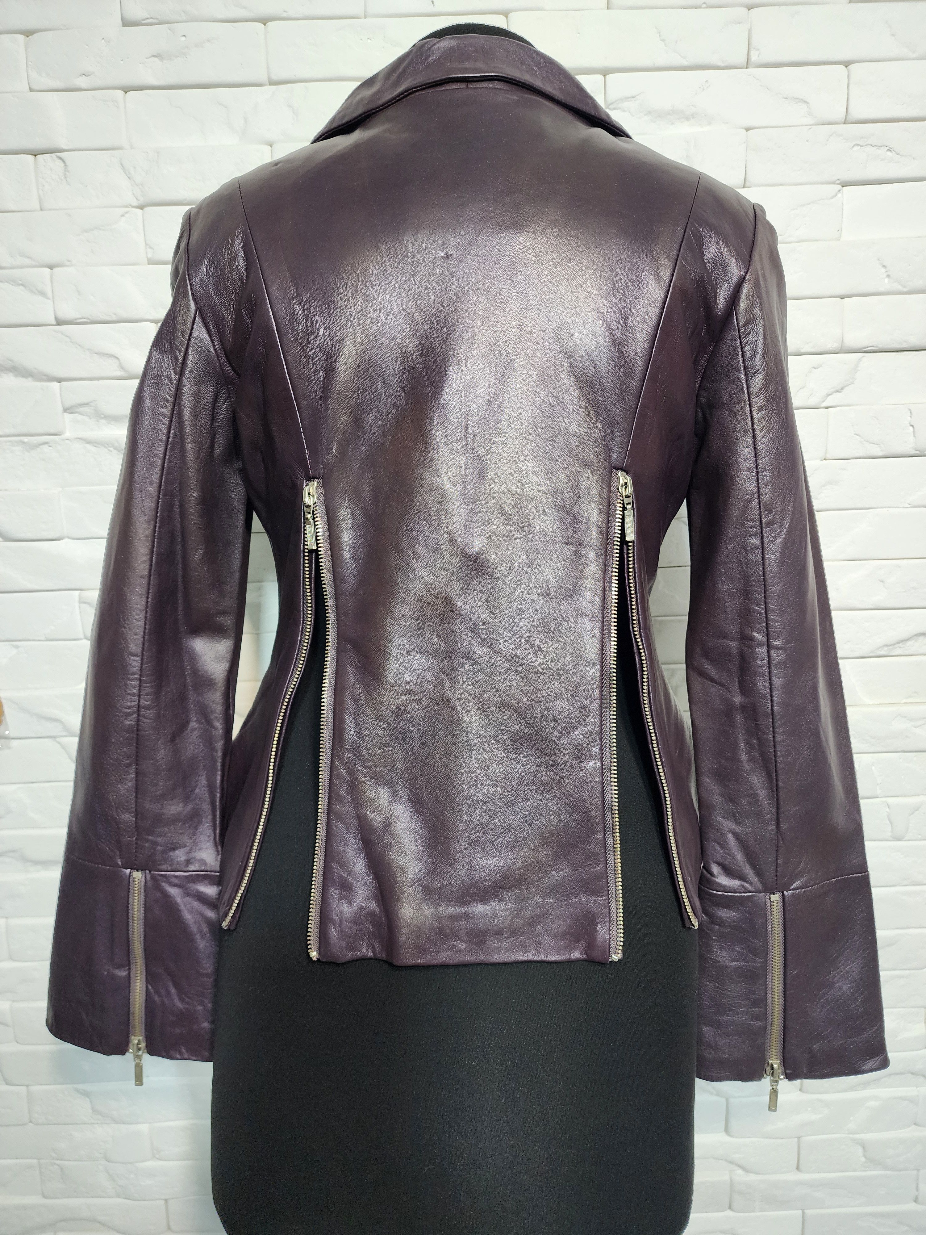 Other Purple Leather Jacket: Women's Vintage Styled Jacket Size M / US 6-8 / IT 42-44 - 5 Thumbnail