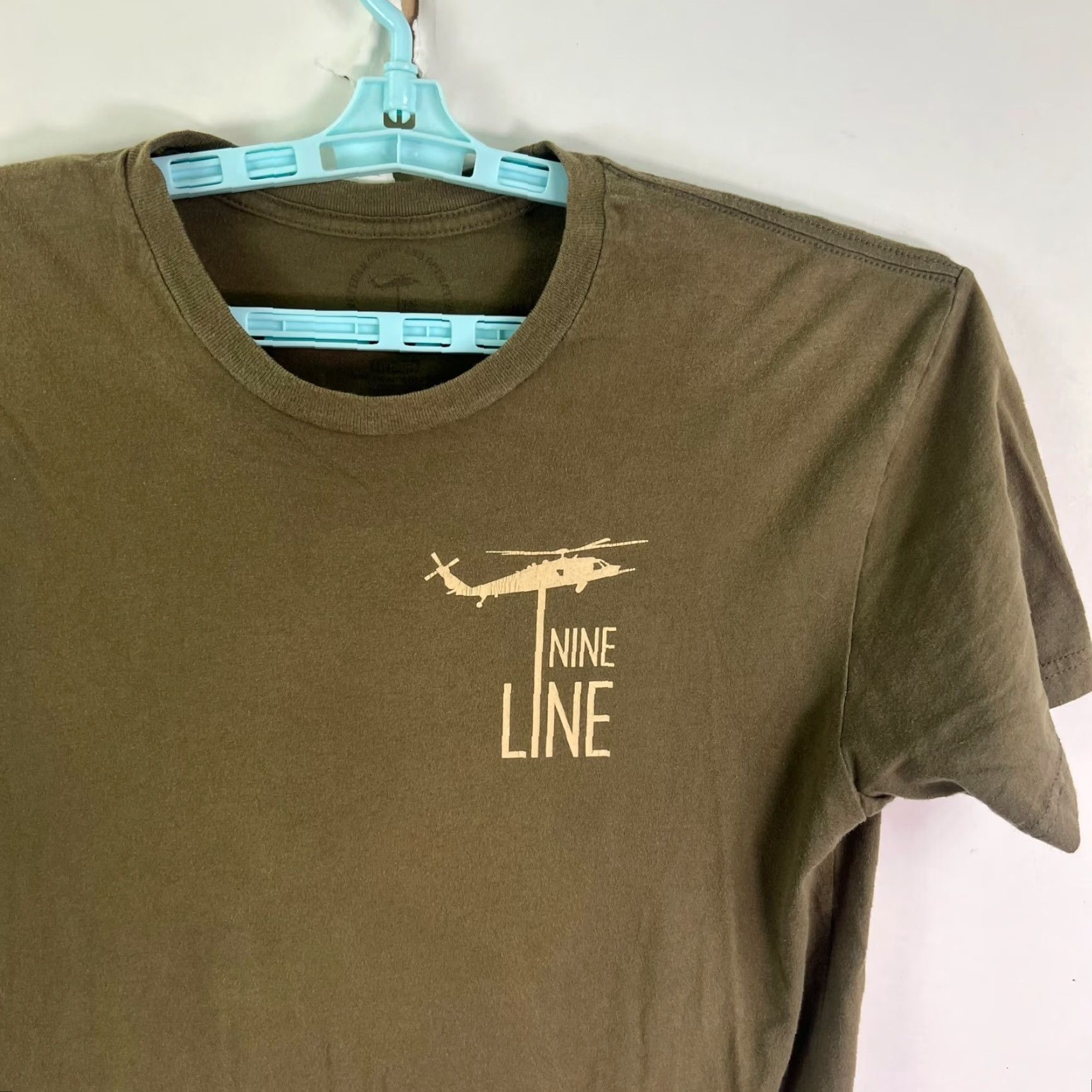 Vintage Nine Line T-Shirt Mens M OD Green Army Patriotic Graphic Print 90s Astro Boy Logo Double-Sided Crew Neck Short Sleeve Cotton Knit Vintage: No Size US M / EU 48-50 / 2 - 3 Thumbnail