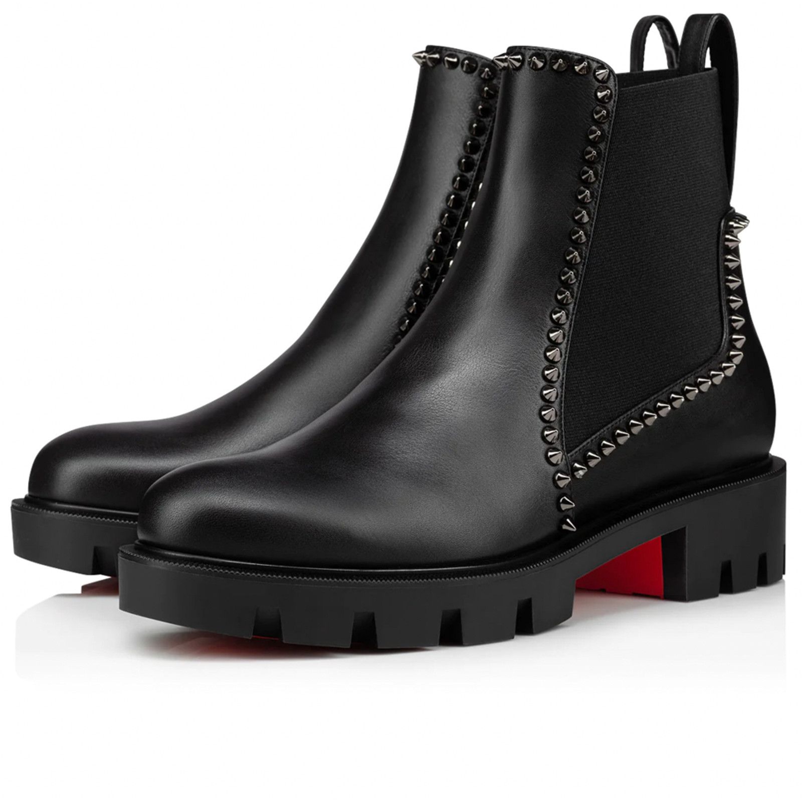 Christian Louboutin Christian Louboutin Out Lina Spike Lug Flat Black Calf Size US 10.5 / IT 40.5 - 1 Thumbnail