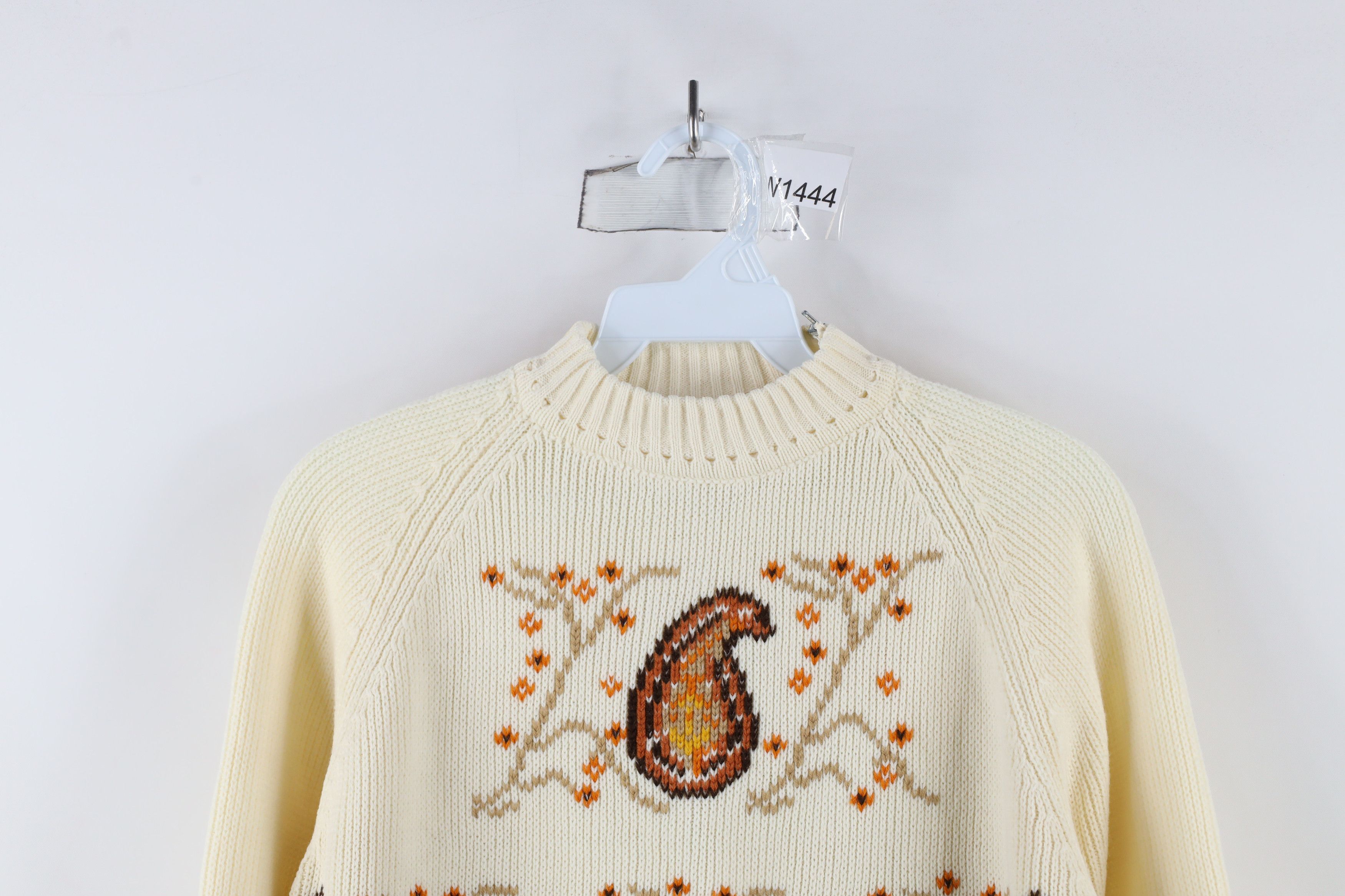 Vintage Vintage 60s 70s Mid Century Modern Paisley Knit Sweater Size M / US 6-8 / IT 42-44 - 2 Thumbnail