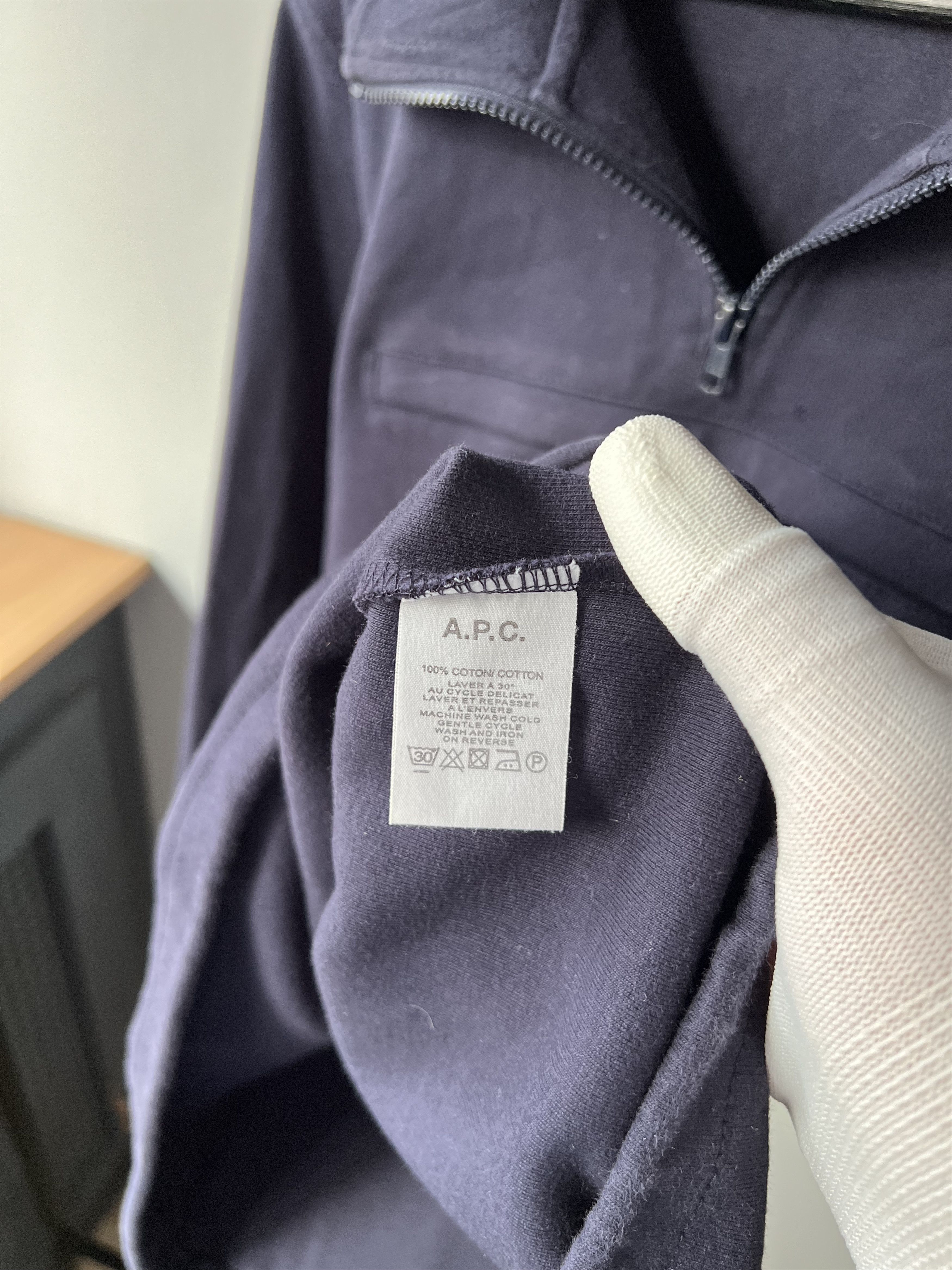 A.P.C. A.P.C. Men's Navy Quarter Zip Large Pocket Cotton Sweatshirt Size US S / EU 44-46 / 1 - 9 Thumbnail