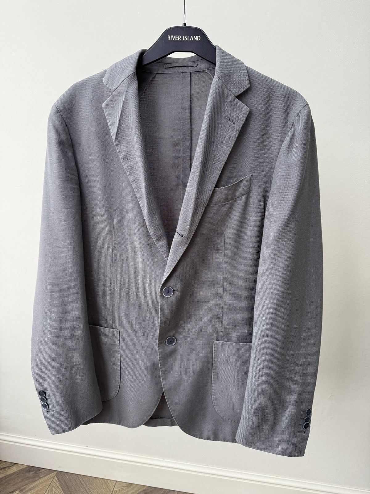 Lardini Vintage Lardini Men’s Grey Textured Blazer Jacket Size 50R - 3 Thumbnail