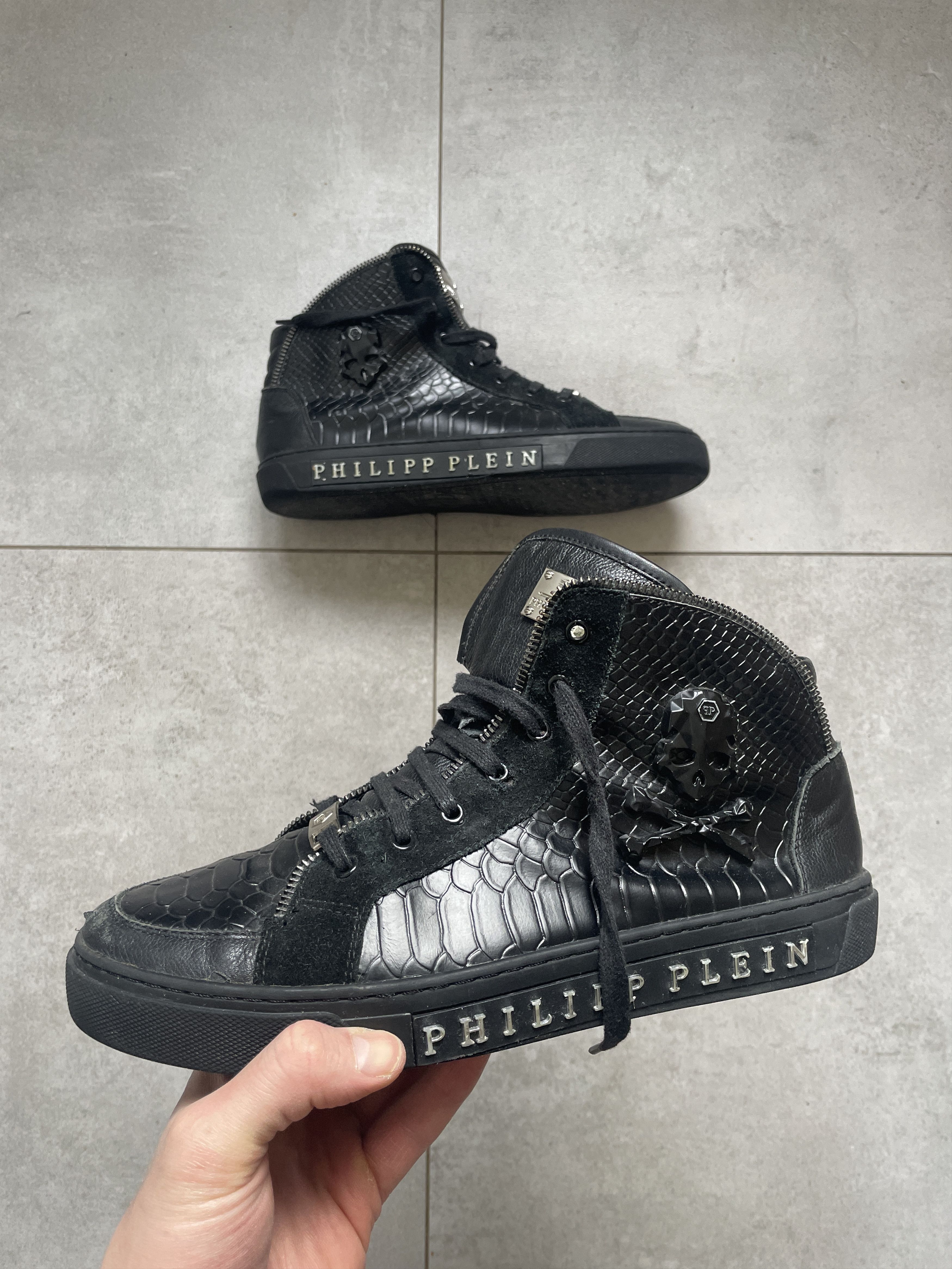 Philipp Plein CRAZY PHILLIP PLEIN SKULL ZIP CROCODILE LEATHER HI TOPS Size US 9.5 / EU 42-43 - 1 Thumbnail