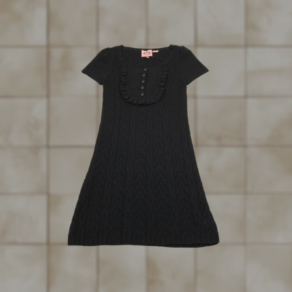 Juicy Couture Juicy Couture Sweater Dress Womens S Black Cashmere Wool Knit A-Line 90s Classic Short Sleeve Crew Neck Pullover Moderate Pilling Mens? Size S / US 4 / IT 40 - 1 Thumbnail