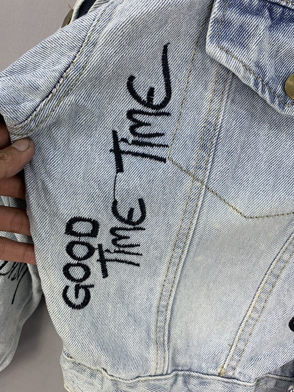 Other Punk Style Denim Crop Top Jacket Size L / US 10 / IT 46 - 8 Thumbnail