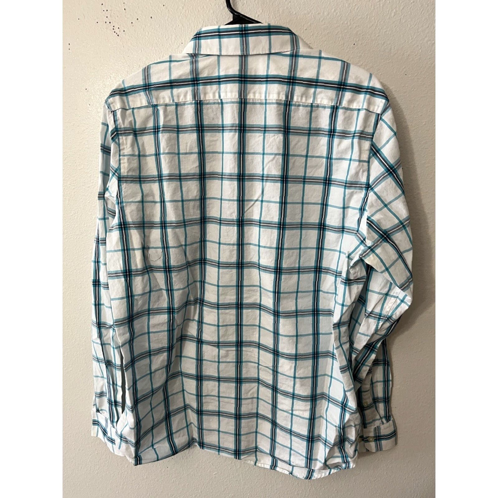 Express Express Button-Front Shirt Mens Large Modern Fit White Blue Plaid Check Shirt Size US L / EU 52-54 / 3 - 2 Thumbnail