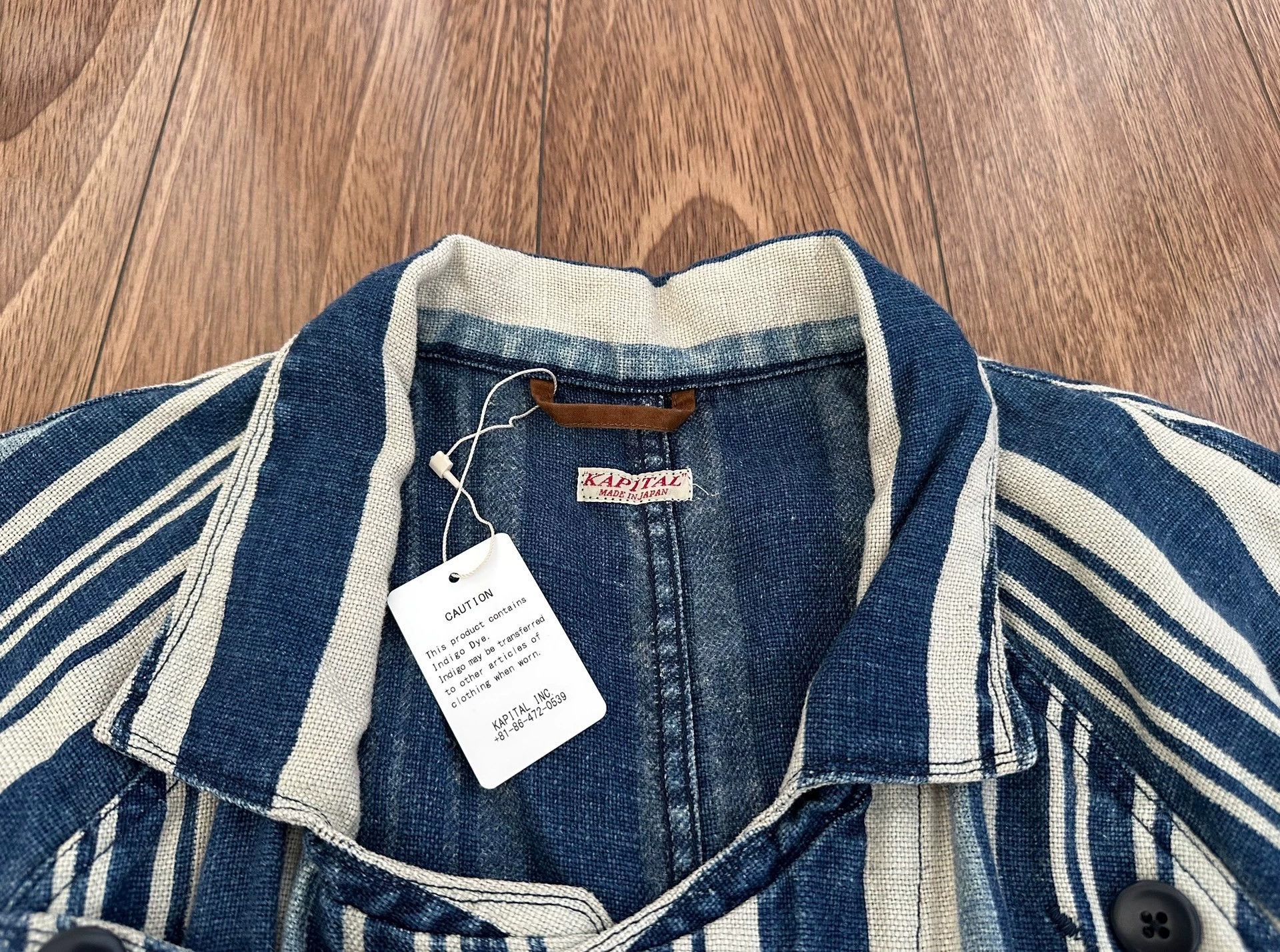 Kapital APITAL VINTAGE STRIPE INDIGO COAT blue dyed trench coat Size L / US 10 / IT 46 - 4 Thumbnail