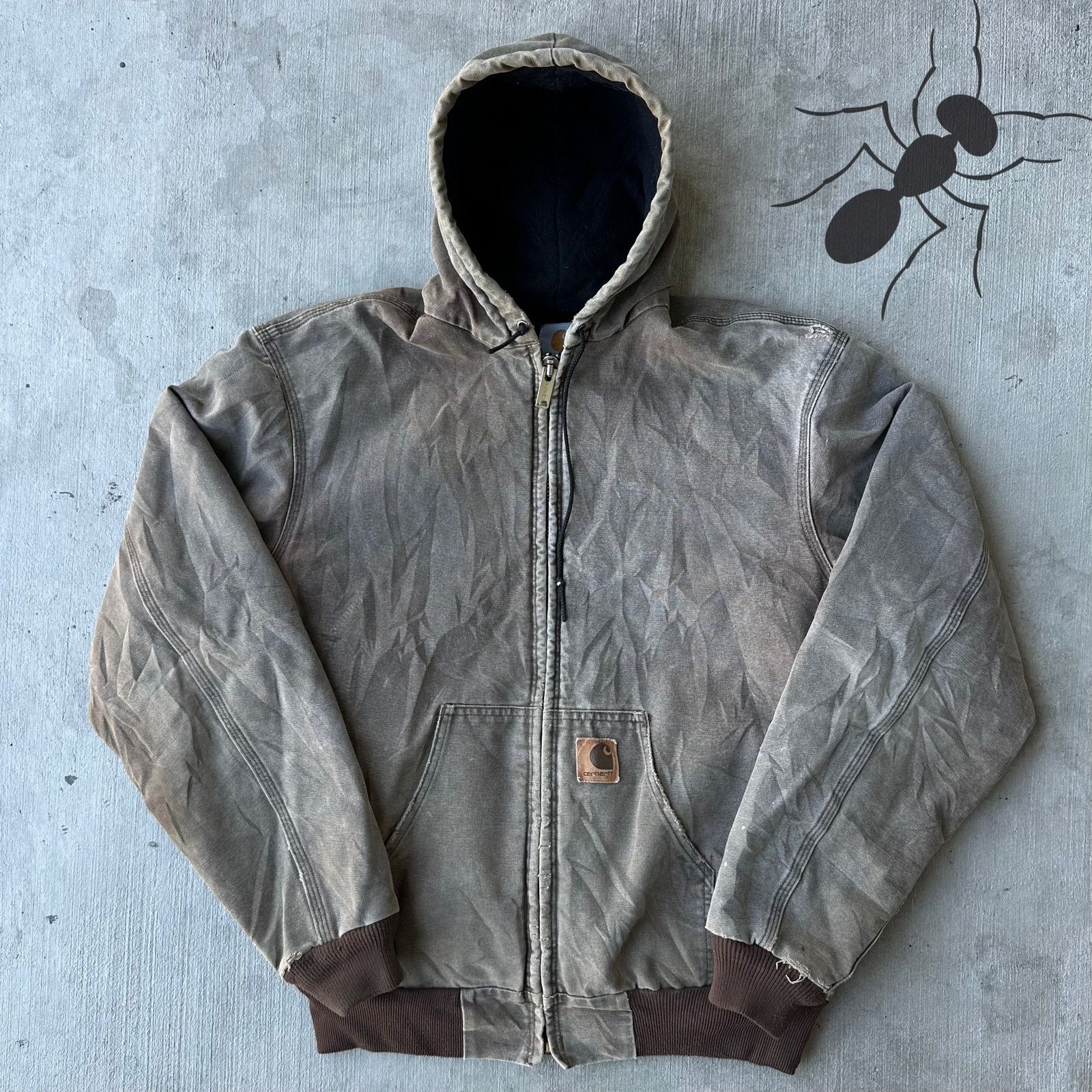 Vintage Y2K Carhartt J68 CHT brown hooded coat work jacket