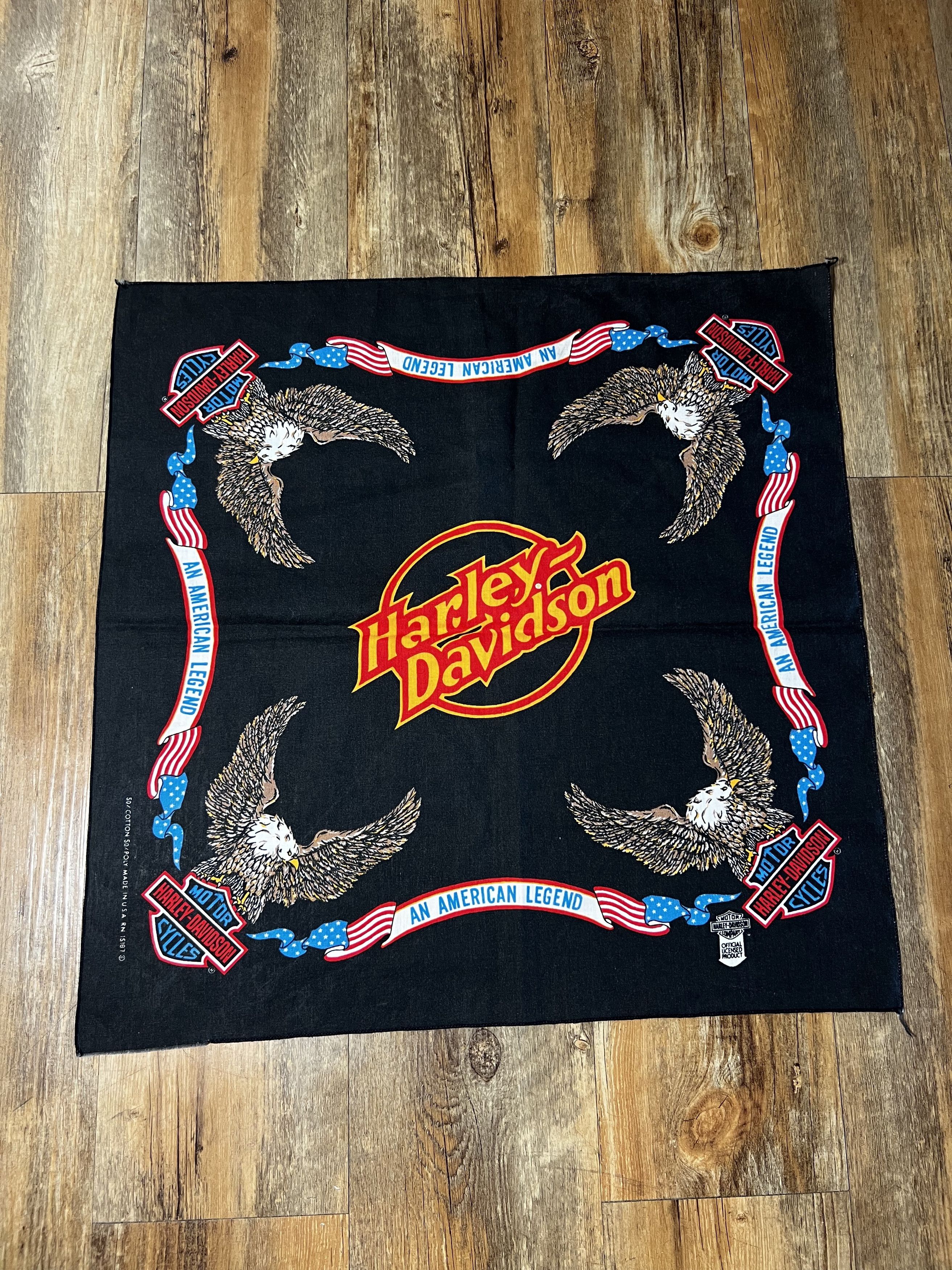 Harley Davidson × Vintage Vintage 1980's Official Harley Davidson USA Eagle Bandana Size ONE SIZE - 1 Thumbnail