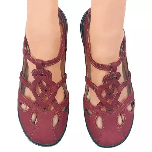 Designer Jambu Women's Size 9.5 Spain Red Leather Mary Jane Sandals Size US 9.5 / IT 39.5 - 1 Thumbnail