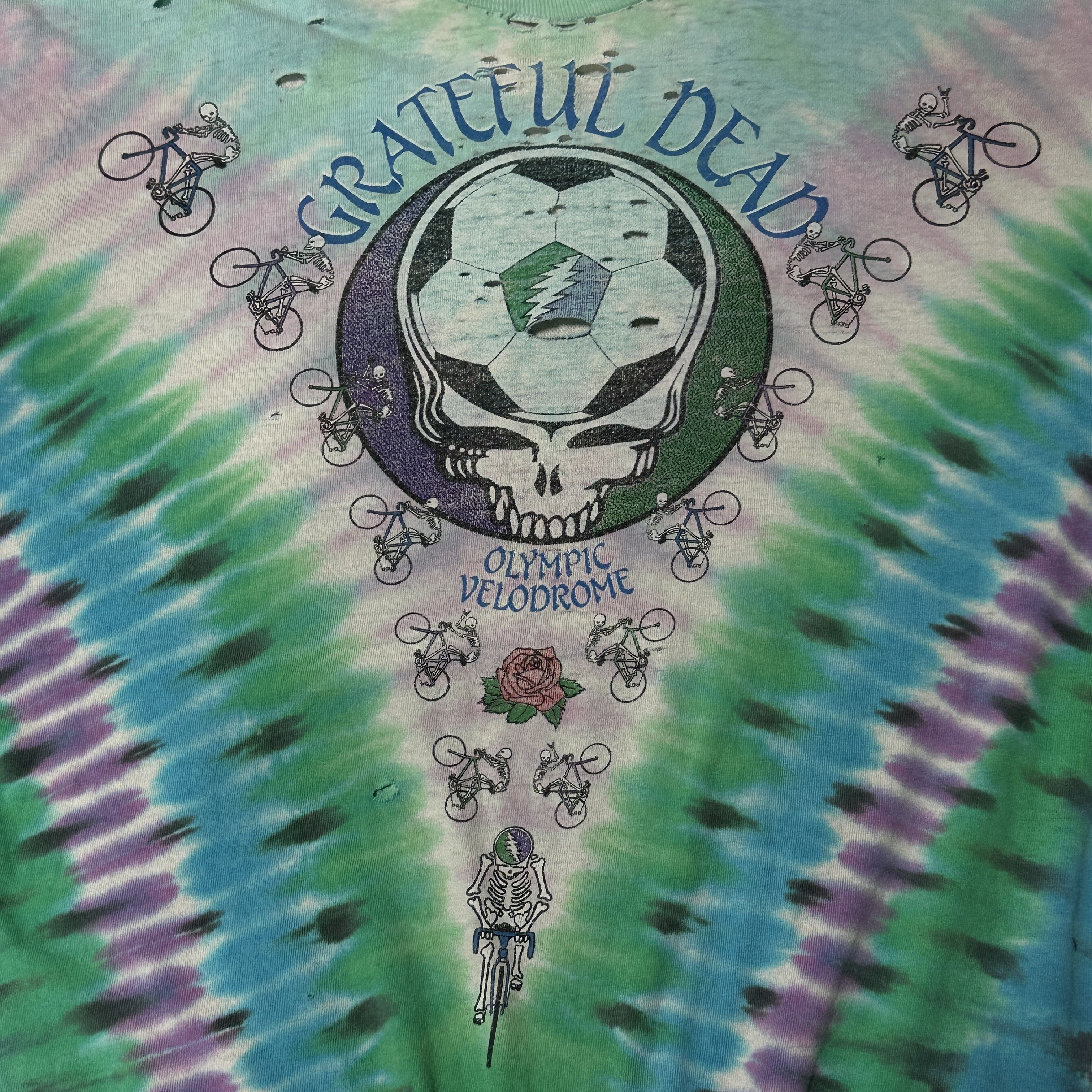 Fruit Of The Loom Vintage Grateful Dead Olympic Velodrome Tie-Dye T-Shirt Size XXL MAJOR DISTRESSED Size US XXL / EU 58 / 5 - 3 Thumbnail