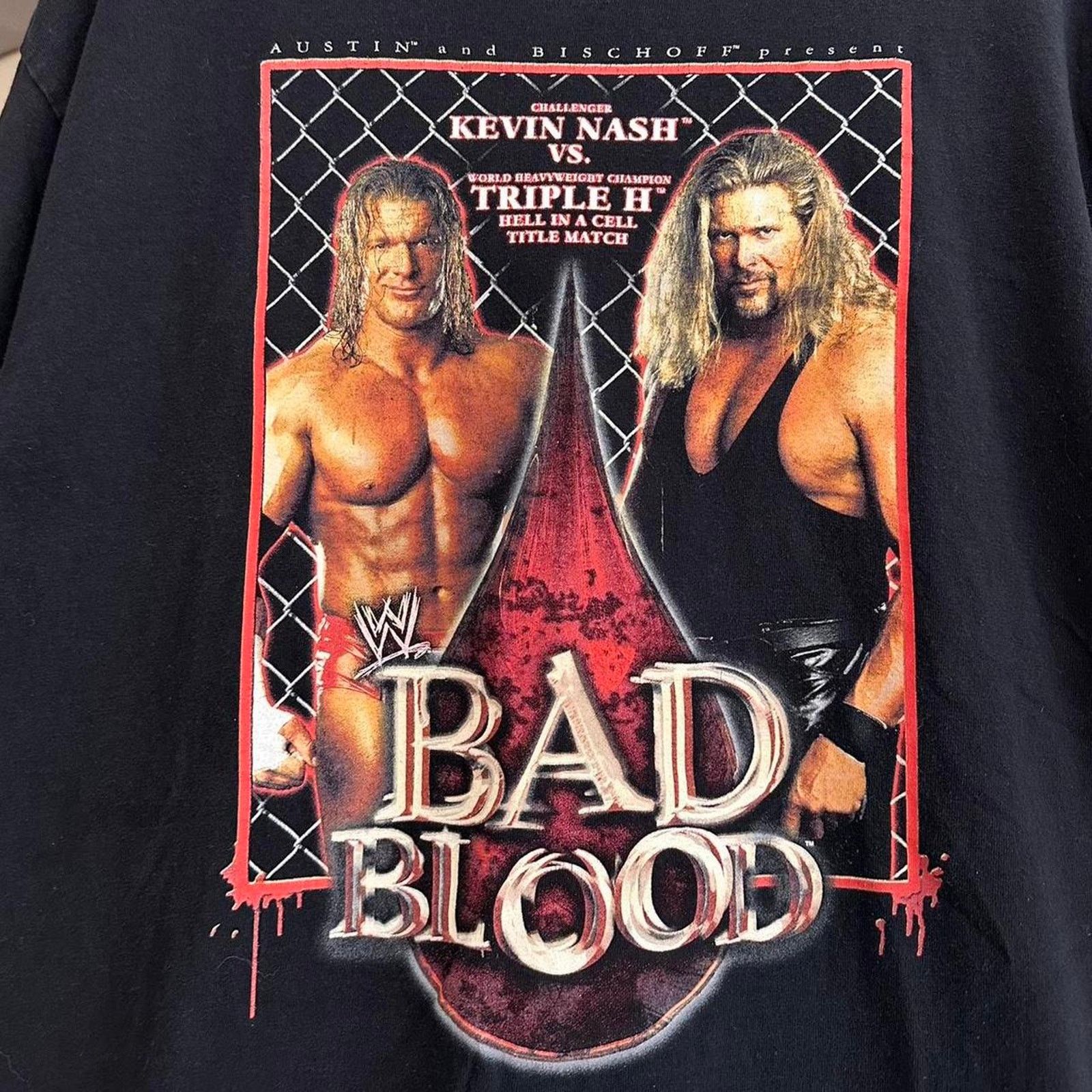 Vintage × WCW/nWo × WWF Vintage WWE Bad Blood Kevin Nash Vs Triple H Shirt Size US L / EU 52-54 / 3 - 3 Thumbnail