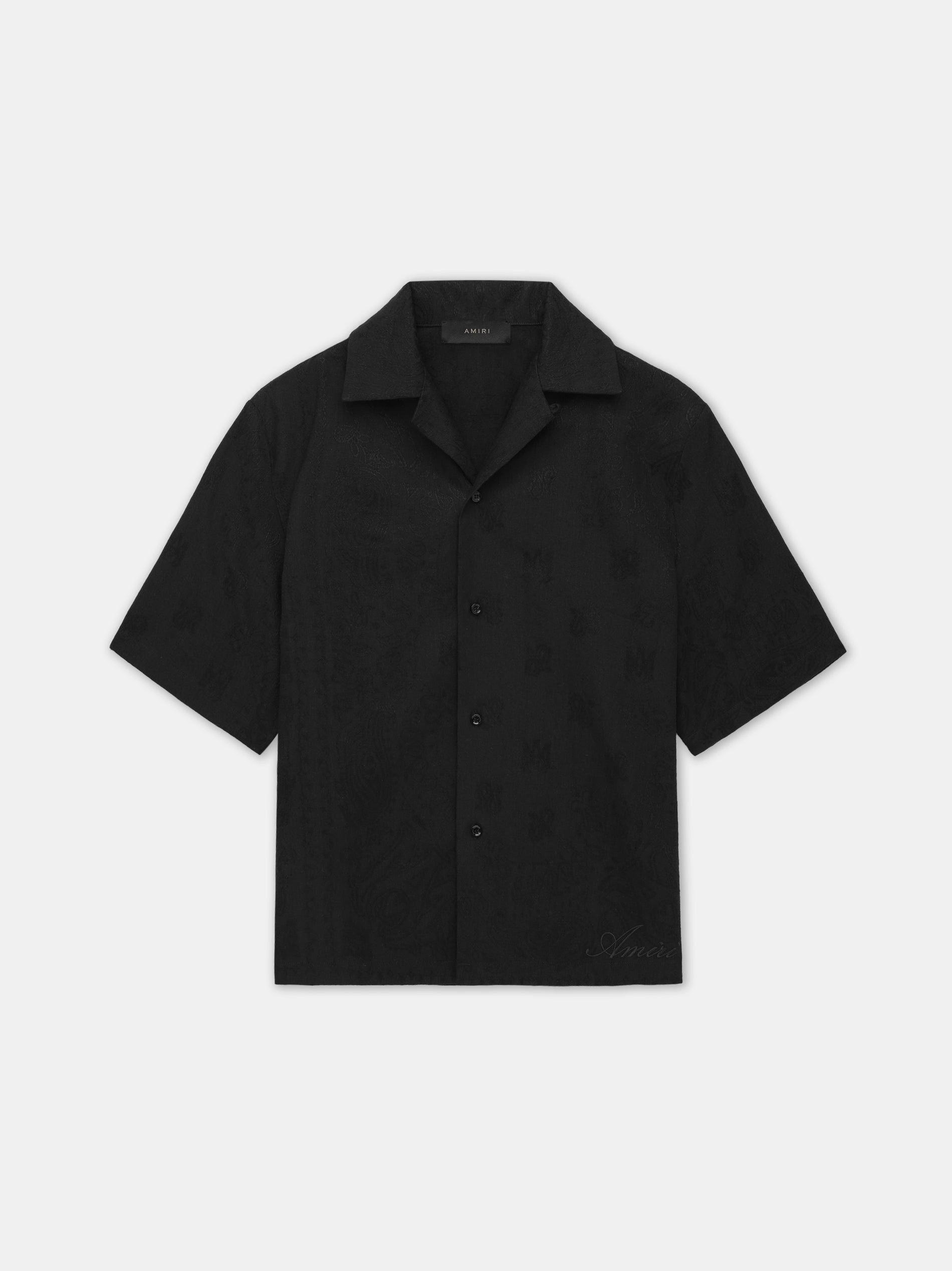 Amiri o1s1wg110625 Bandana Linen Camp Shirt in Black Size US M / EU 48-50 / 2 - 1 Thumbnail