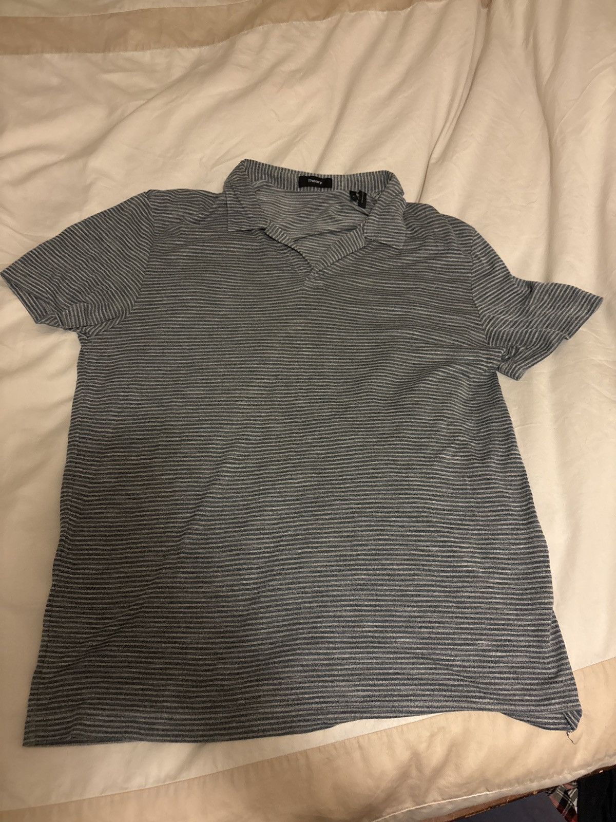 Theory Theory Teal Blue Striped Polo from 2000s Size US L / EU 52-54 / 3 - 1 Thumbnail