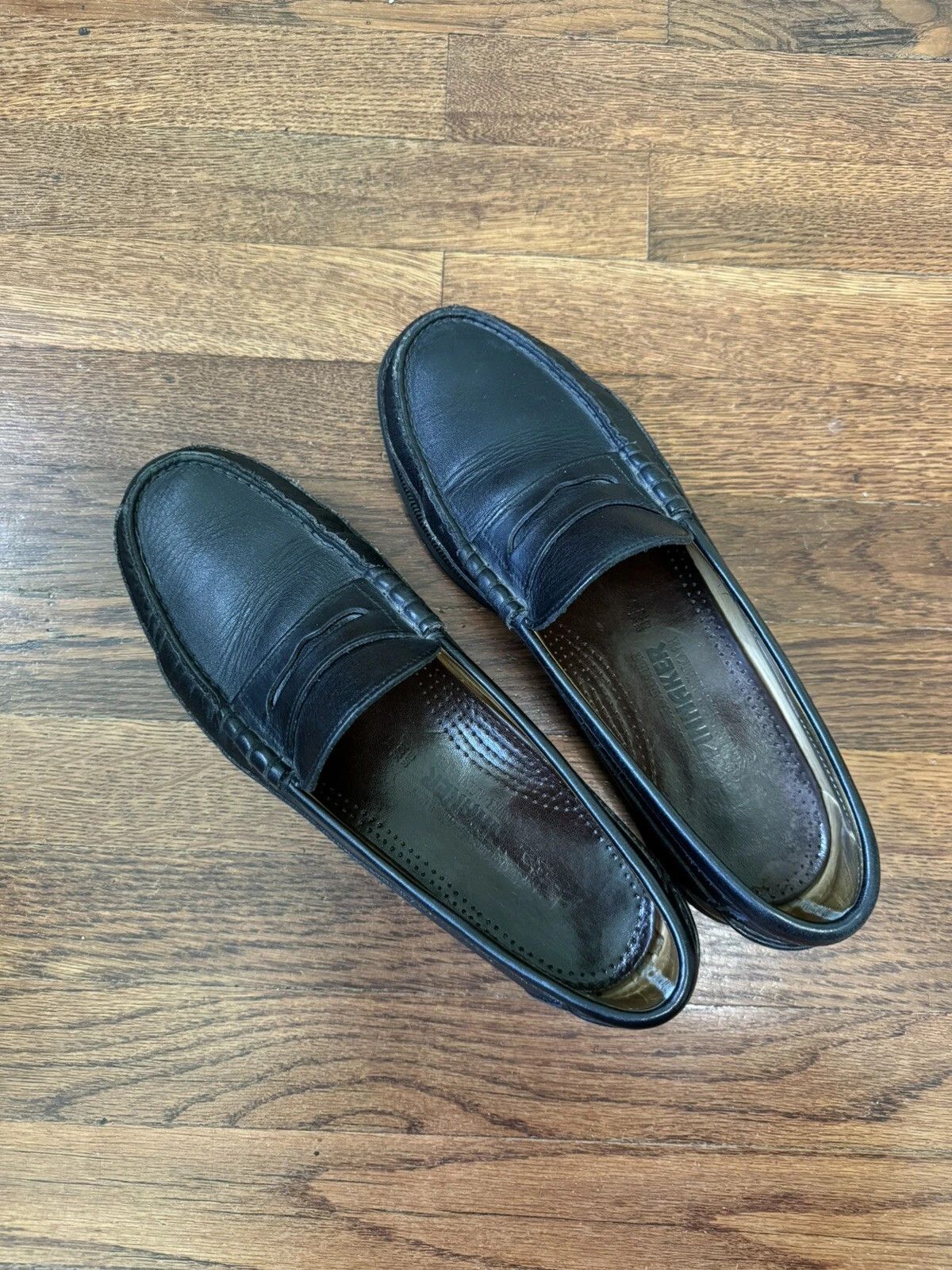 Mephisto Black Leather Cap Vert Boat Shoe Loafers Size 10.5