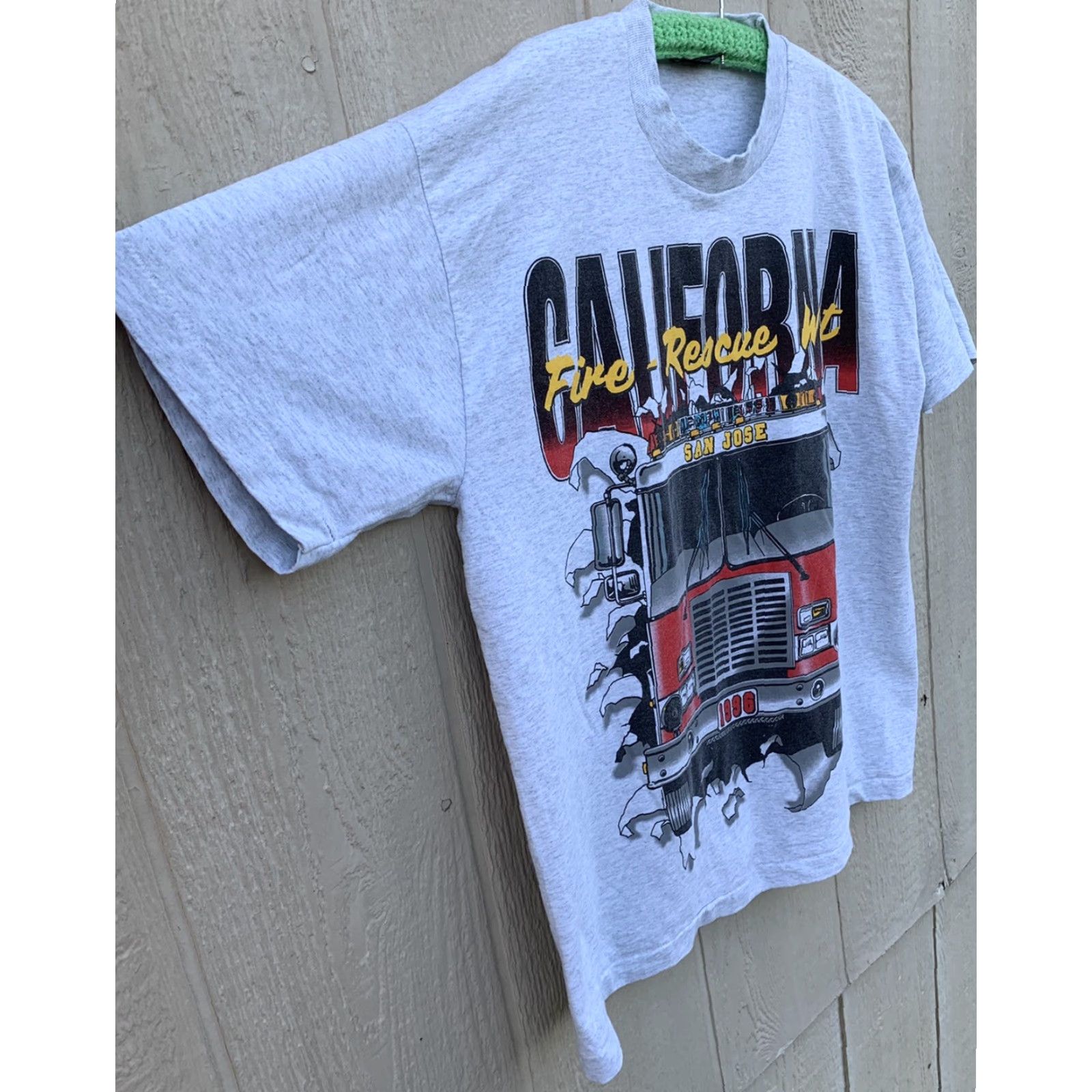 Fruit Of The Loom VINTAGE California Fire Rescue West San Jose 1996 t-shirt XL Fruit of the Loom Unisex Adults Short Sleeve Crew Neck Heather Gray 50/50 Graphic Print Size US XL / EU 56 / 4 - 6 Thumbnail