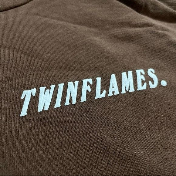 NEW TWIN FLAMES WHEN TWO SOULS MEET BROWN HOODIE SZ SMALL S