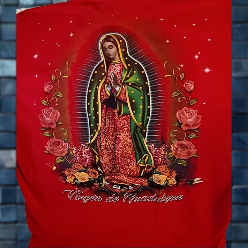Vintage VINTAGE VIRGEN DE GUADALUPE VIRGIN MARY ROSE FLOWER STARS PRAY RED T-SHIRT Mens L Red 100% Cotton Graphic Tee Size US L / EU 52-54 / 3 - 1 Thumbnail