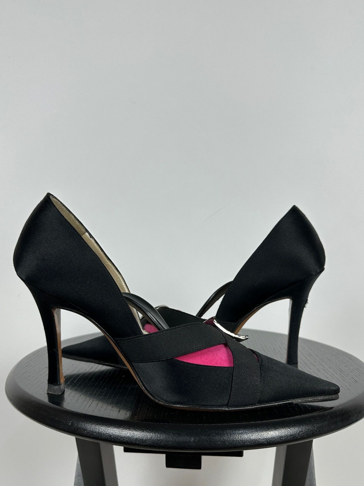 Dior Vintage Dior John Galliano Era Satin Crystal D Logo Heels Size US 8 / IT 38 - 9 Thumbnail