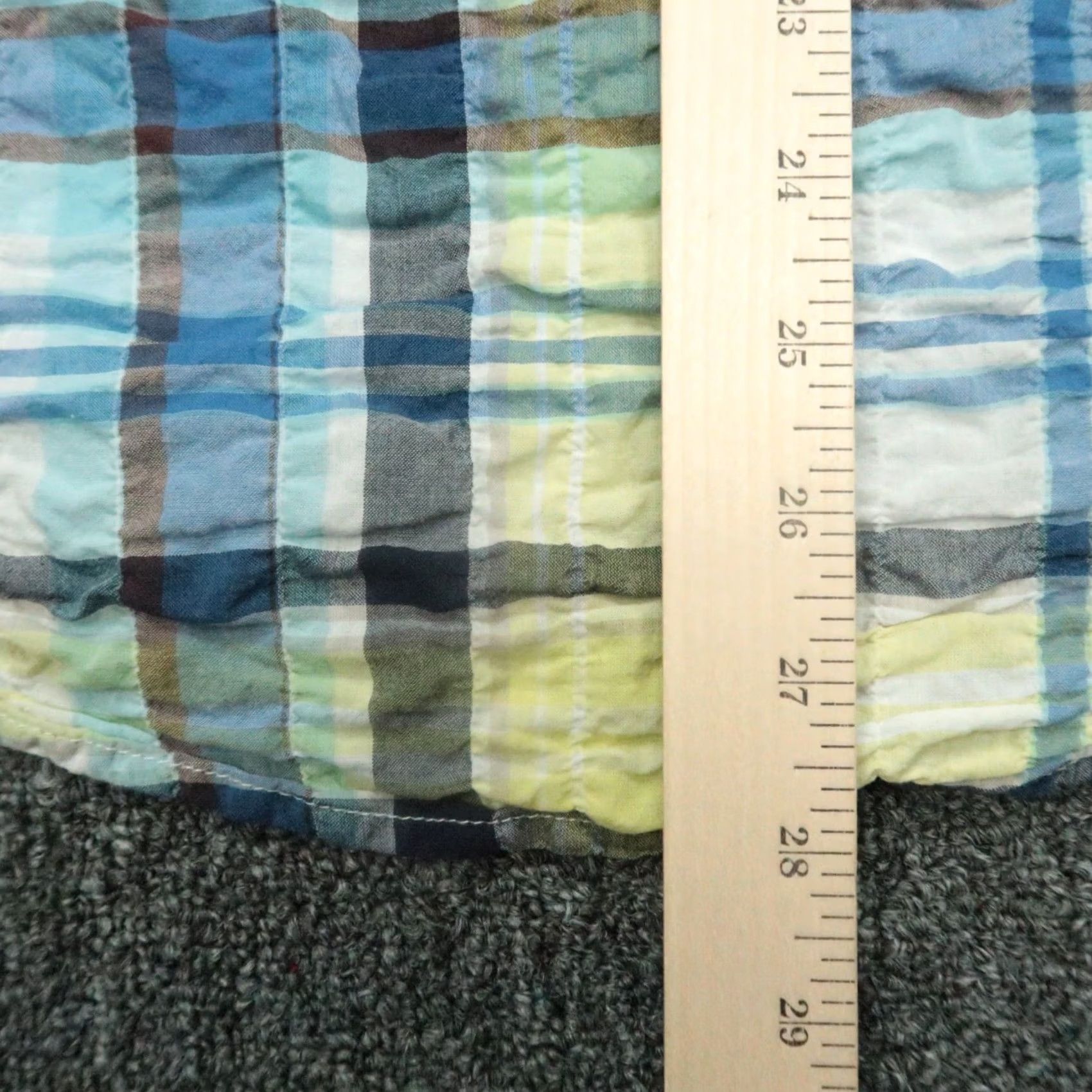 Relwen Relwen Shirt Mens Medium Blue Yellow Plaid Lightweight Long Sleeve Button-Up Seersucker Regular Fit Cotton Spandex Casual Mens Size US M / EU 48-50 / 2 - 6 Thumbnail