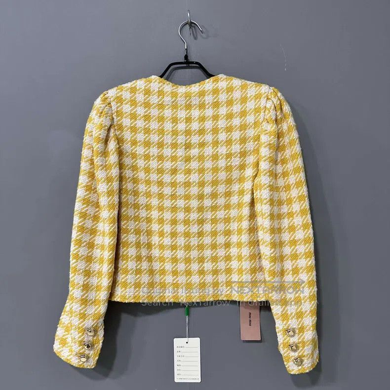 Miu Miu Miu Miu 38 Houndstooth yellow button coat Size M / US 6-8 / IT 42-44 - 3 Thumbnail