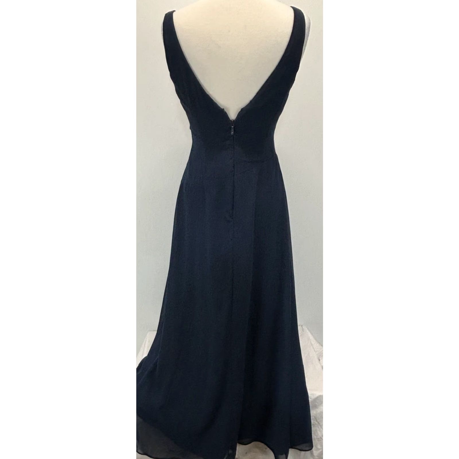 Vintage VINTAGE Azazie Bridesmaid Dress Gown Sleeveless Chiffon Evening Navy Small Women Size ONE SIZE - 3 Thumbnail