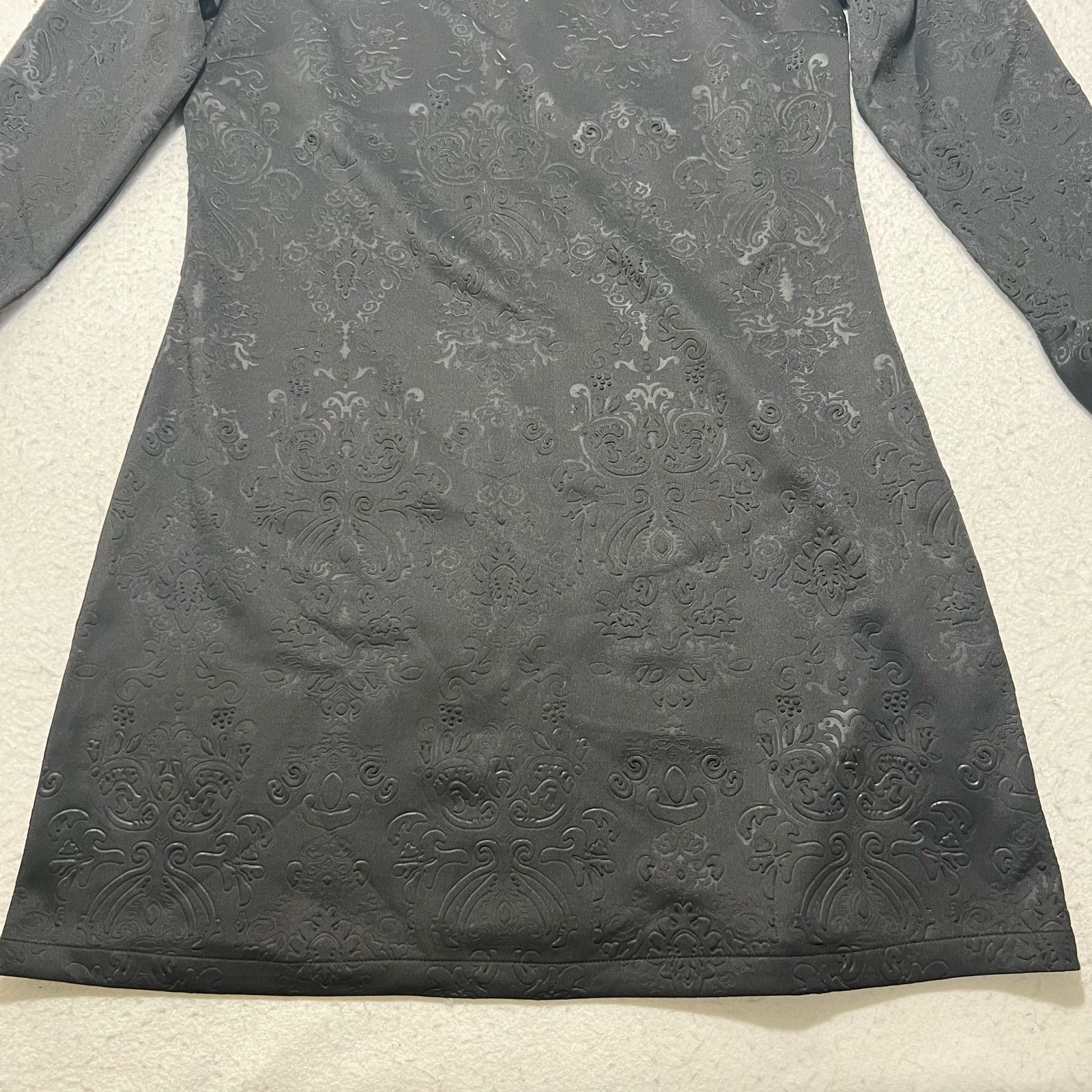 JCPenney Libby Edelman Black Patterned Embossed Bell Sleeve Dress Size L / US 10 / IT 46 - 6 Thumbnail