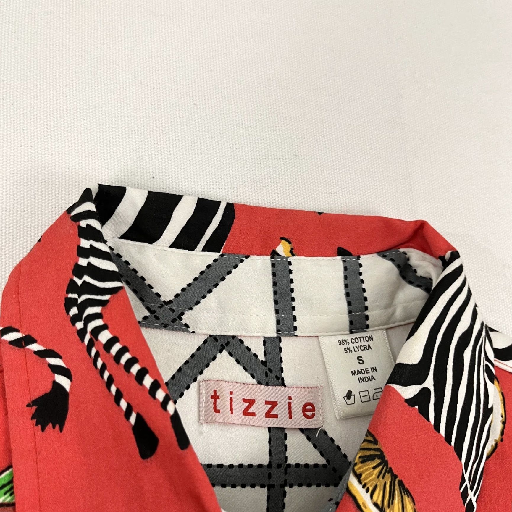 Vintage Tizzie Button Up Shirt Womens S Zebra Oranges Nature Cocquette Bold Flip Size S / US 4 / IT 40 - 2 Thumbnail