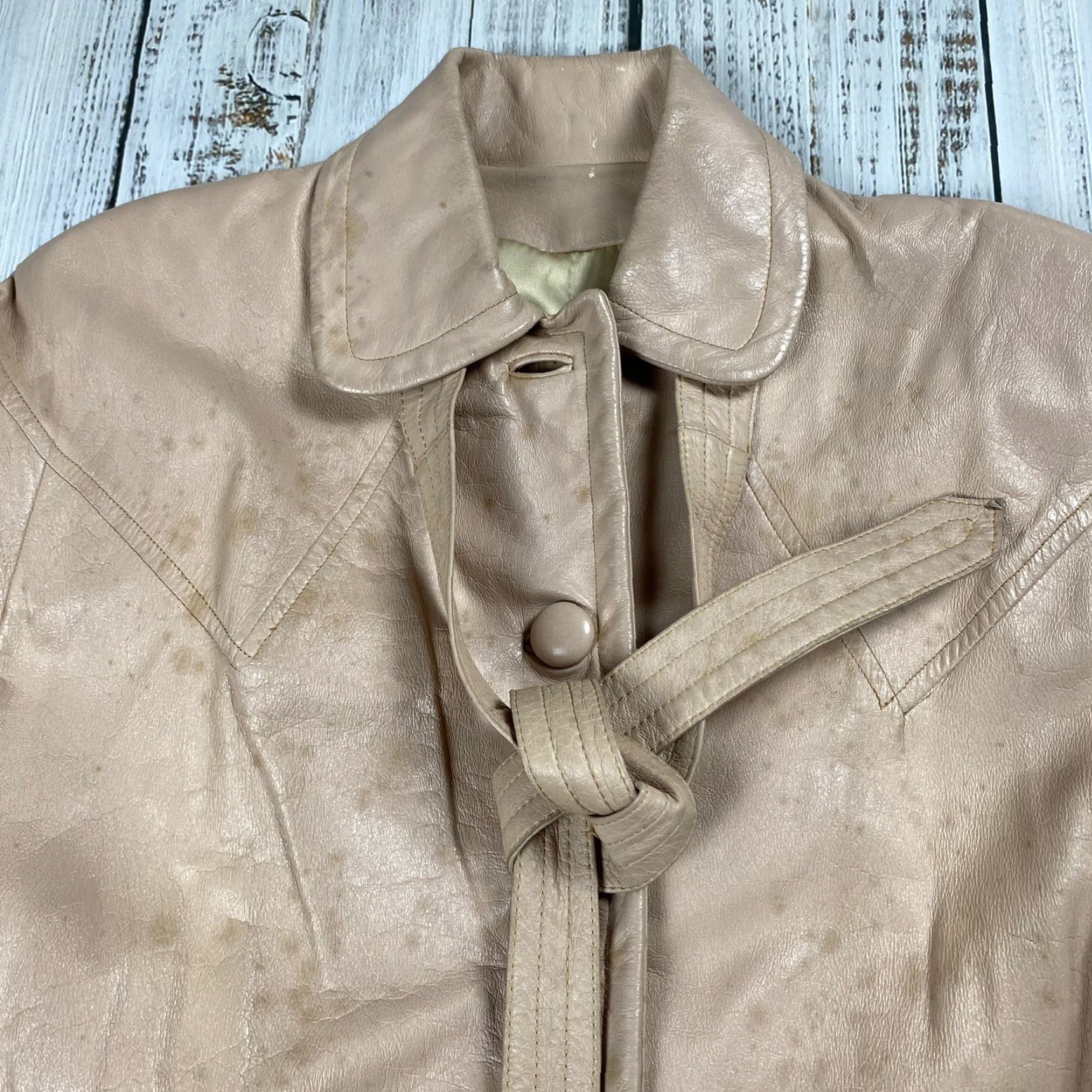 Vintage VINTAGE ALBERT ALFUS 1960s Leather Jacket M/L ROSE PINK TAN Mod/GoGo Womens Size M / US 6-8 / IT 42-44 - 3 Thumbnail
