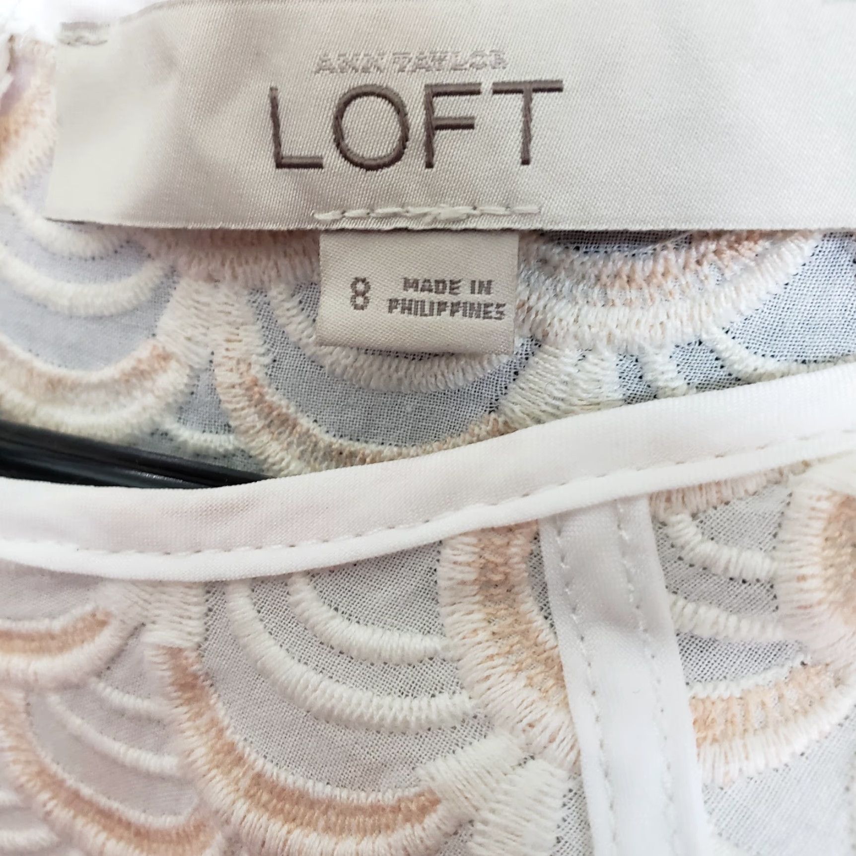 Loft Ann Taylor LOFT Dress Womens Sz 8 White Peach Sleeveless Cotton Blend Size M / US 6-8 / IT 42-44 - 6 Thumbnail