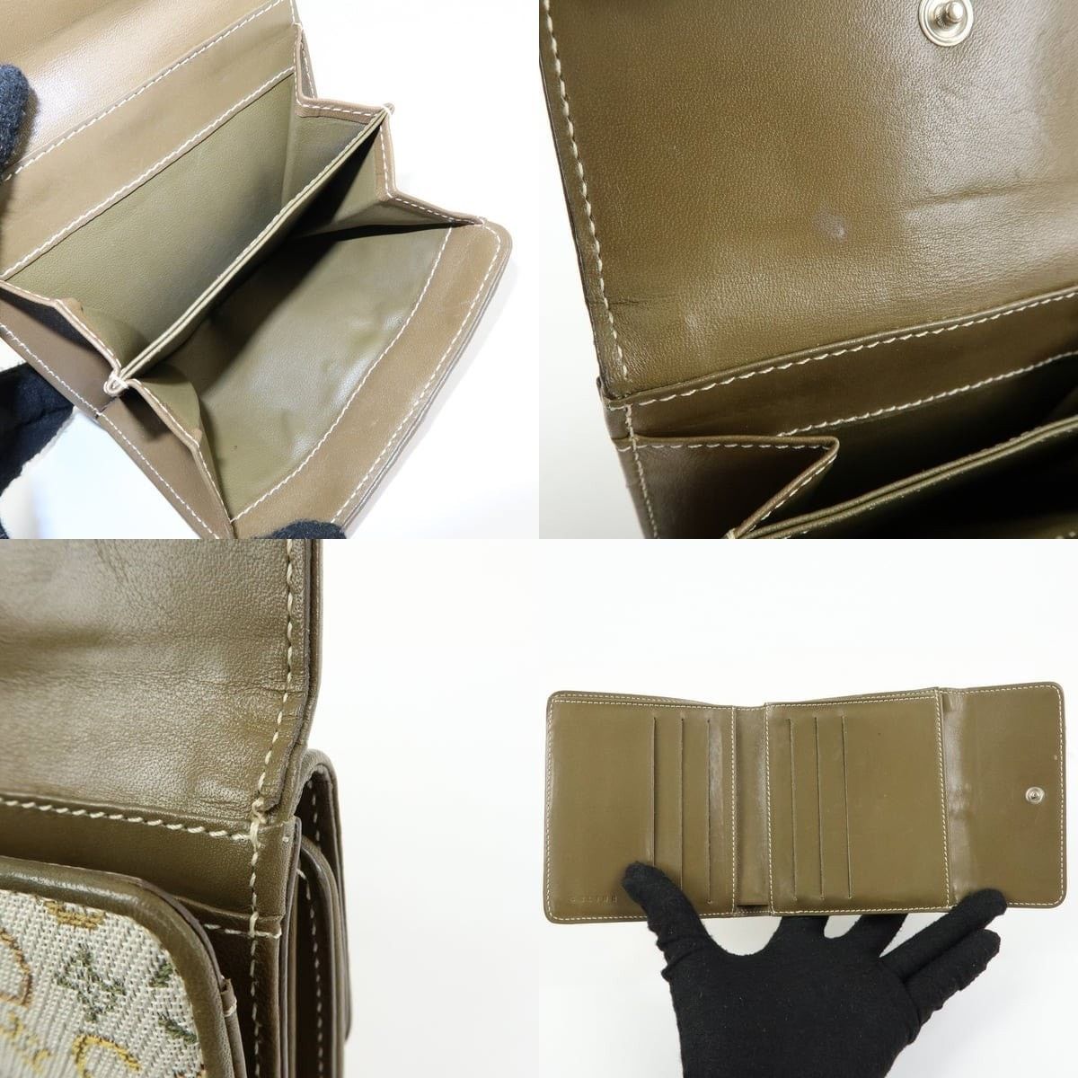 Celine Celine Macadam Canvas & Leather Compact Wallet Beige Size ONE SIZE - 6 Thumbnail