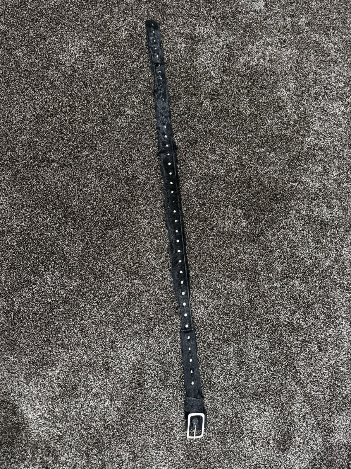Dries Van Noten Dries Van Noten FW22 Black Fur Horsehair Studded Belt Size ONE SIZE - 6 Thumbnail