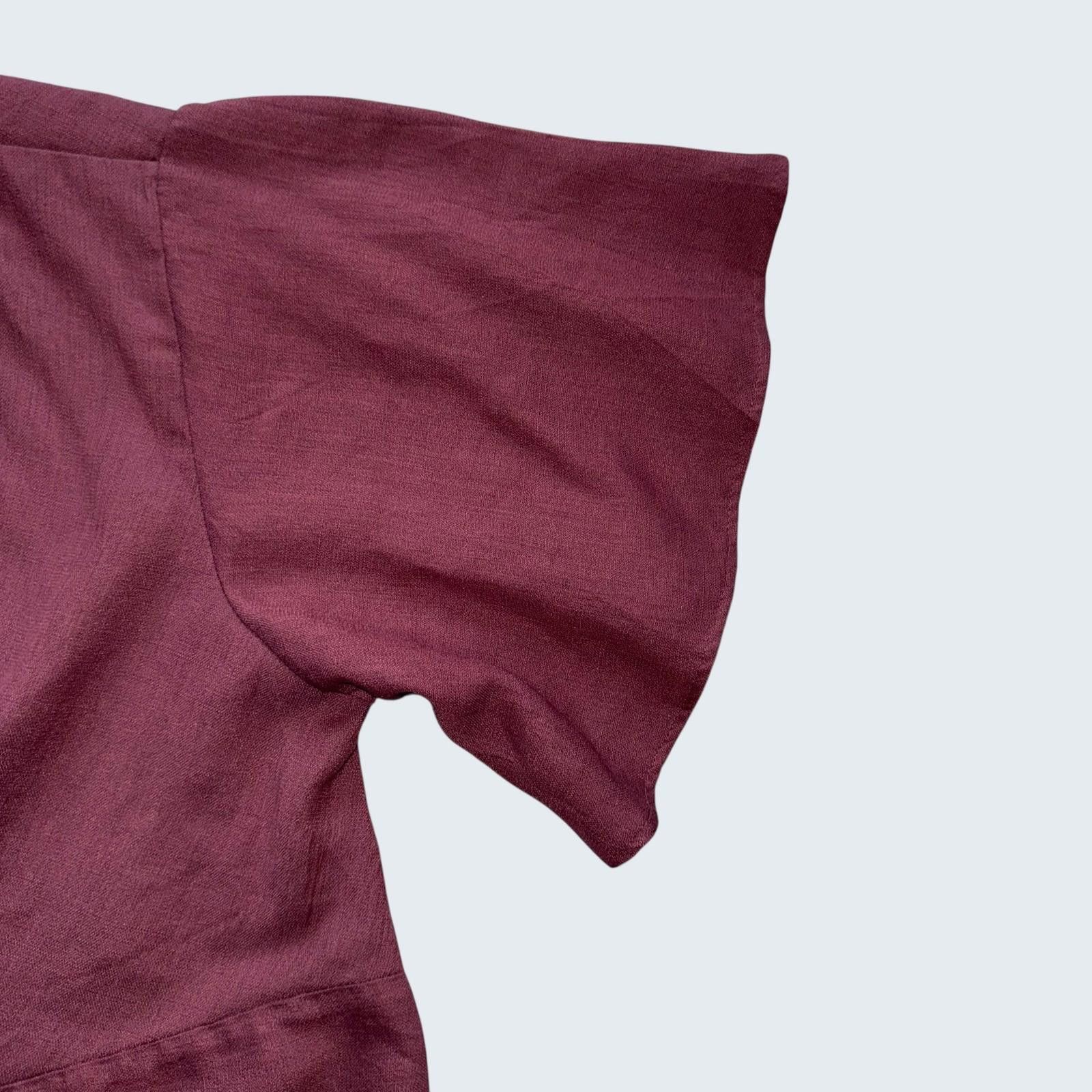Other Timing Women Burgundy Twist Front Crop Top Flutter Sleeve L Size L / US 10 / IT 46 - 5 Thumbnail