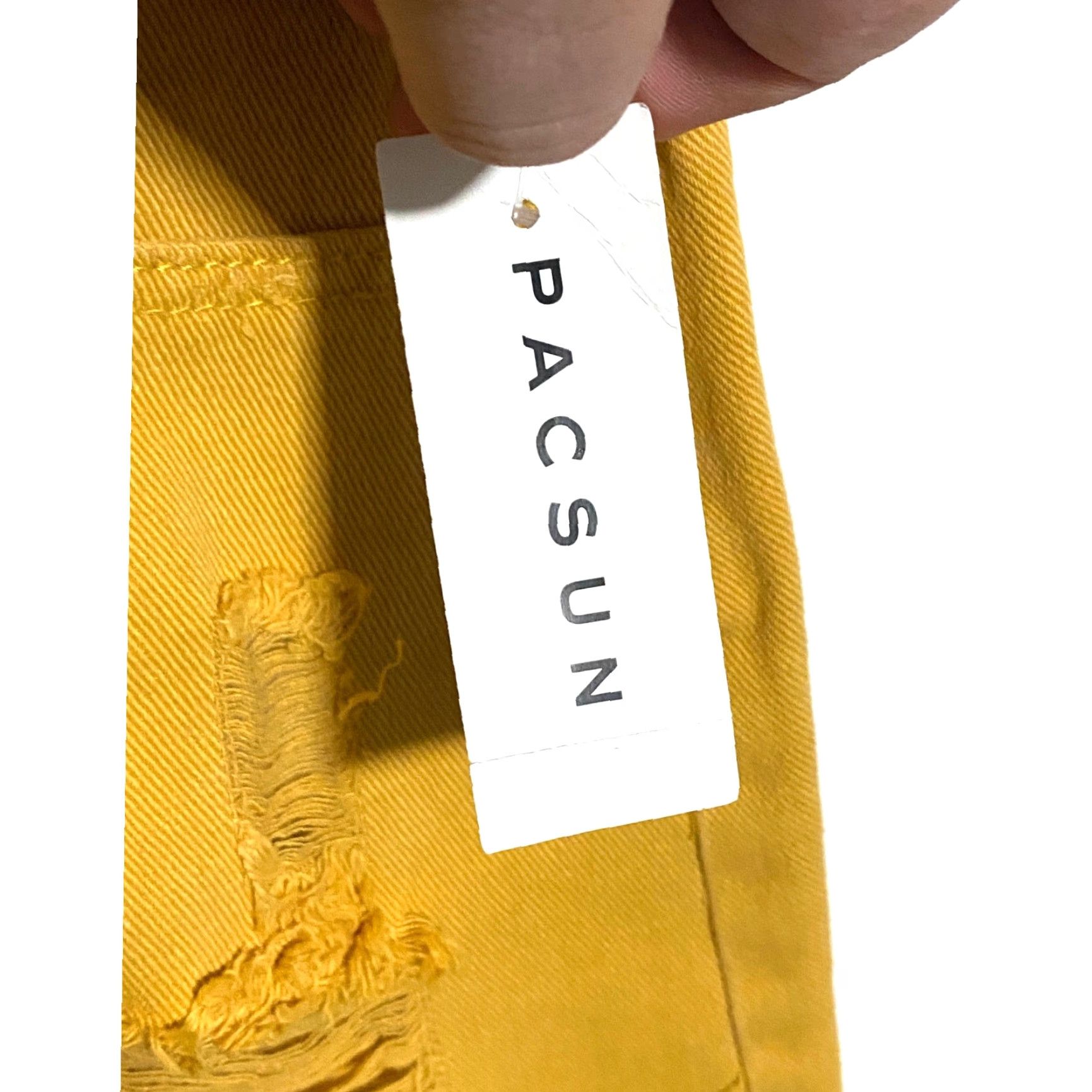 Pacsun PacSun Mustard Yellow Distressed Mini Skirt Womens 27 Grunge Ripped Thrashed NWT Size 27" / US 4 / IT 40 - 5 Thumbnail