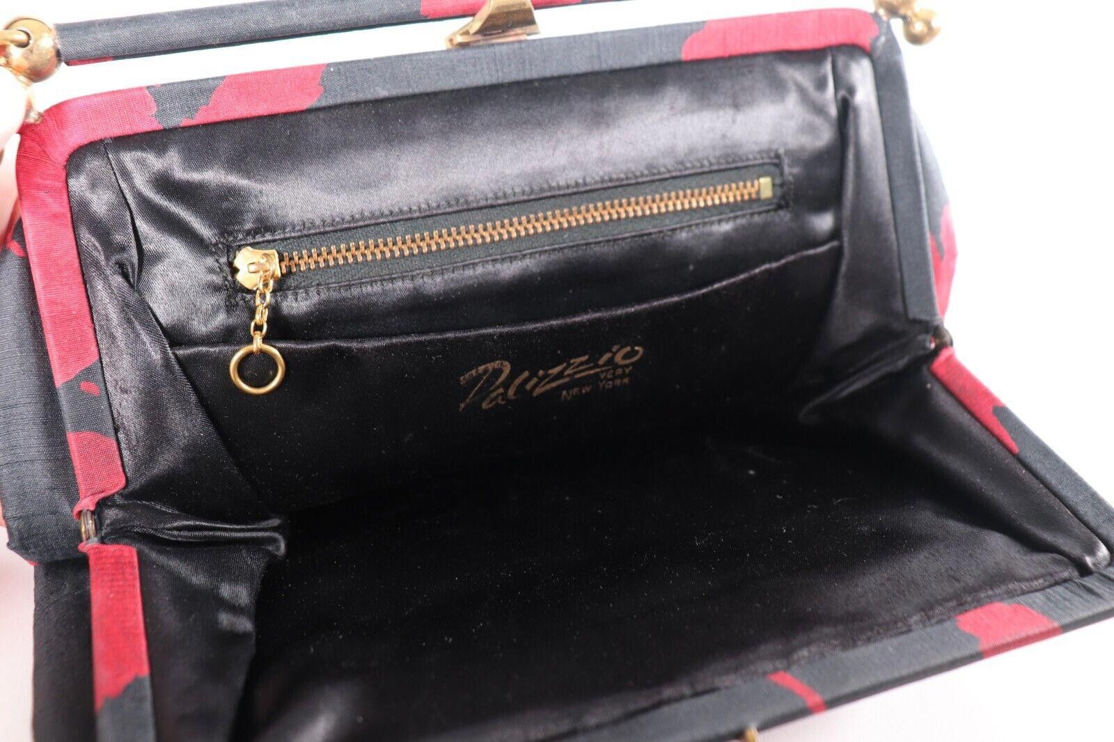 Designer Palizzio New York Black Red Brocade Floral Handbag Purse Size ONE SIZE - 7 Thumbnail