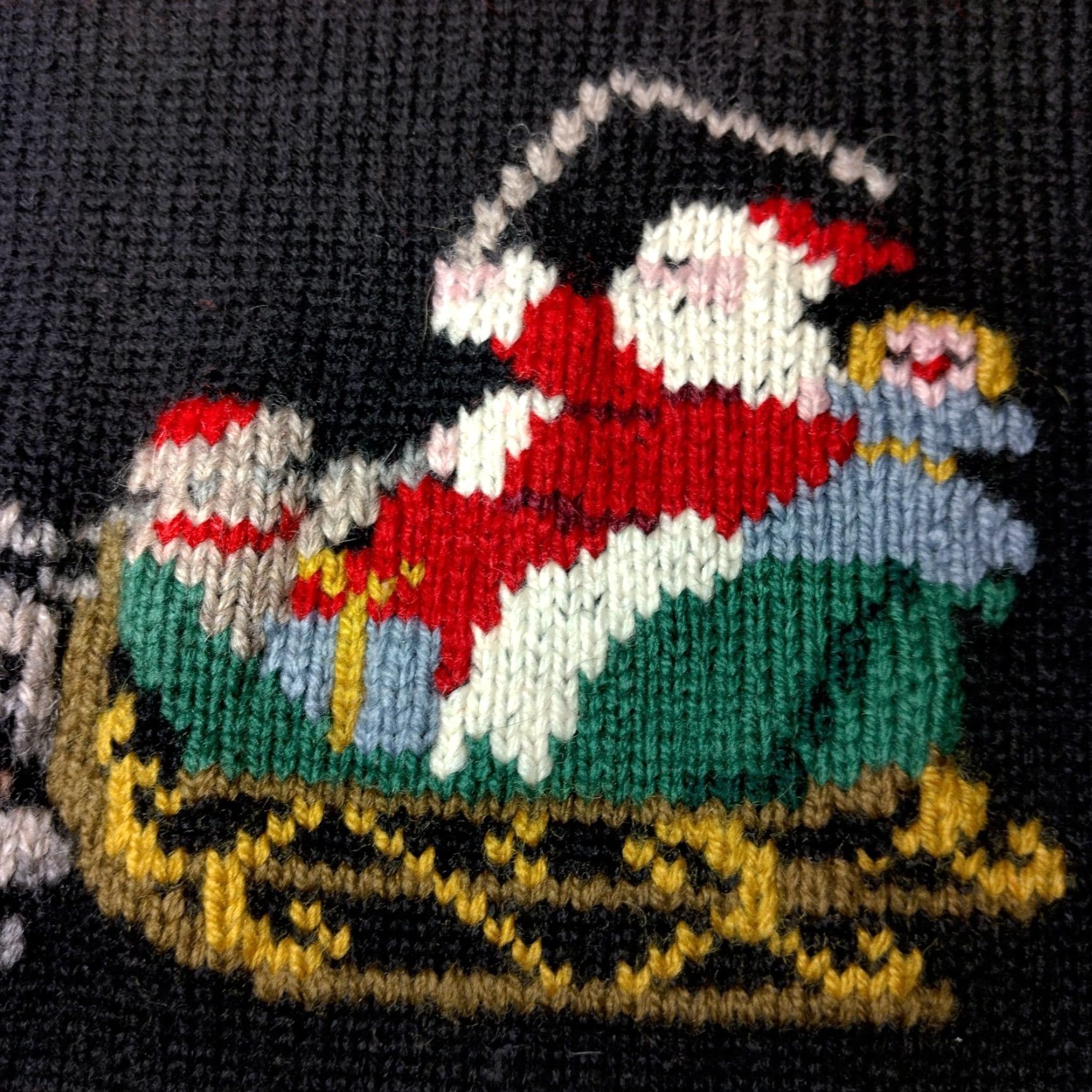 Vintage VINTAGE South Wool Christmas Sweater M Pure New Wool Black Hand Loomed Santa Reindeer Casual Long Sleeve Pullover Womens Size M / US 6-8 / IT 42-44 - 7 Thumbnail