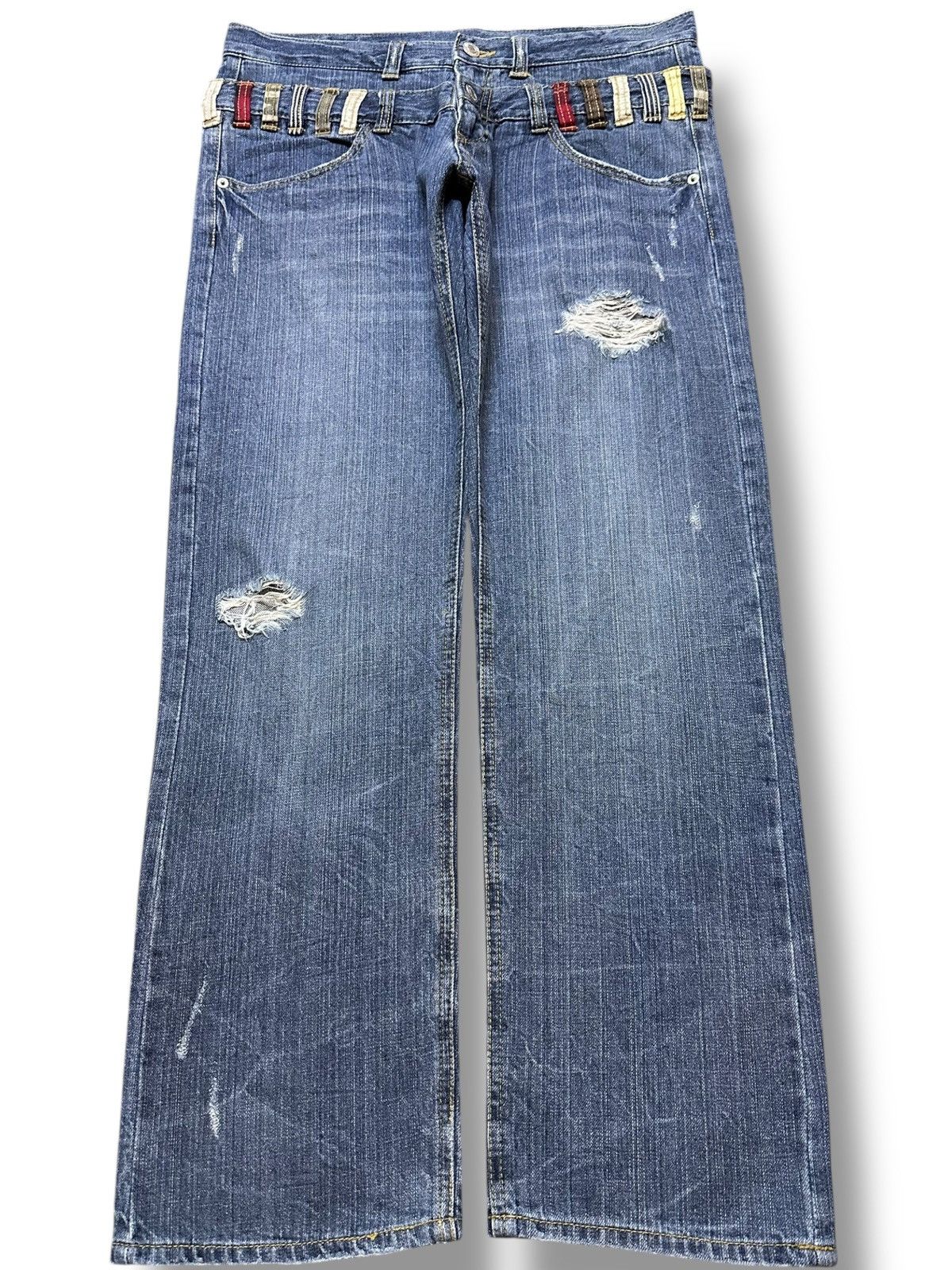 Hysteric Glamour Vintage Japanese Brand Double Waist Grunge Distressed Denim Size US 33 - 1 Thumbnail