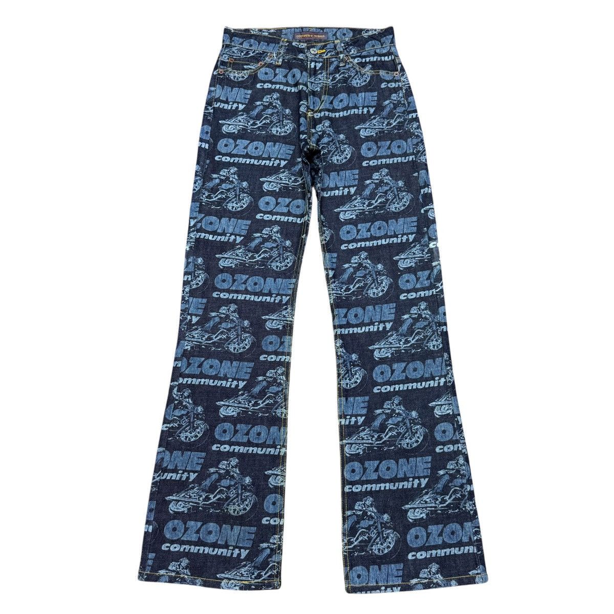 Hysteric Glamour OZONE COMMUNITY Motorcycle Print Denim Flare Jeans Size US 28 / EU 44 - 2 Thumbnail