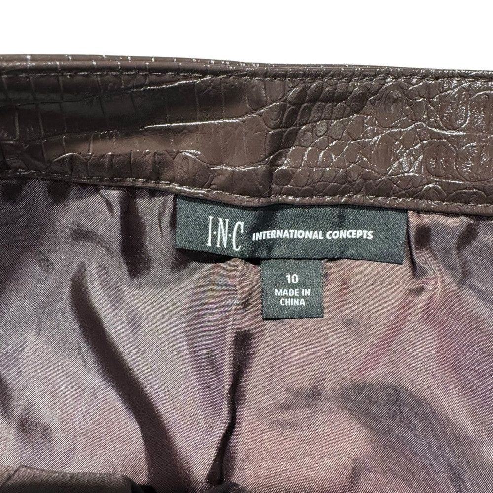 I.N.C New I.N.C. International Concepts Faux Leather Pencil Brown Size 32" / US 10 / IT 46 - 7 Thumbnail