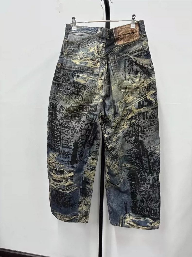 Acne Studios acne studios Printed ripped loose straight leg jeans 2504-N Size US 28 / EU 44 - 2 Thumbnail