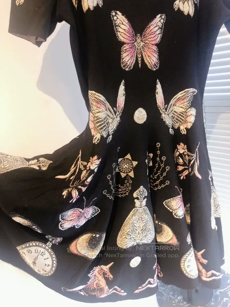 Alexander McQueen Alexander Mcqueen Black butterfly print pattern knitted dr Size L / US 10 / IT 46 - 6 Thumbnail
