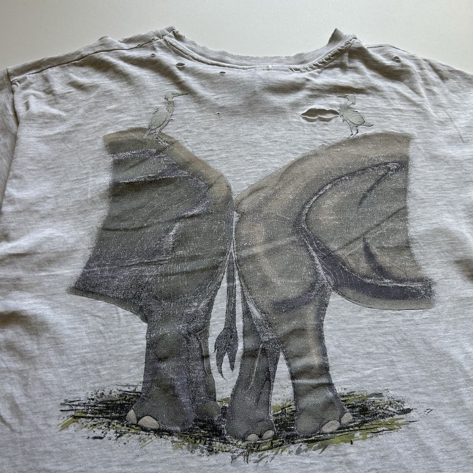 Hanes Vintage Elephant T Shirt XXL 90s Animal Art Distressed Rare Size US XXL / EU 58 / 5 - 4 Thumbnail