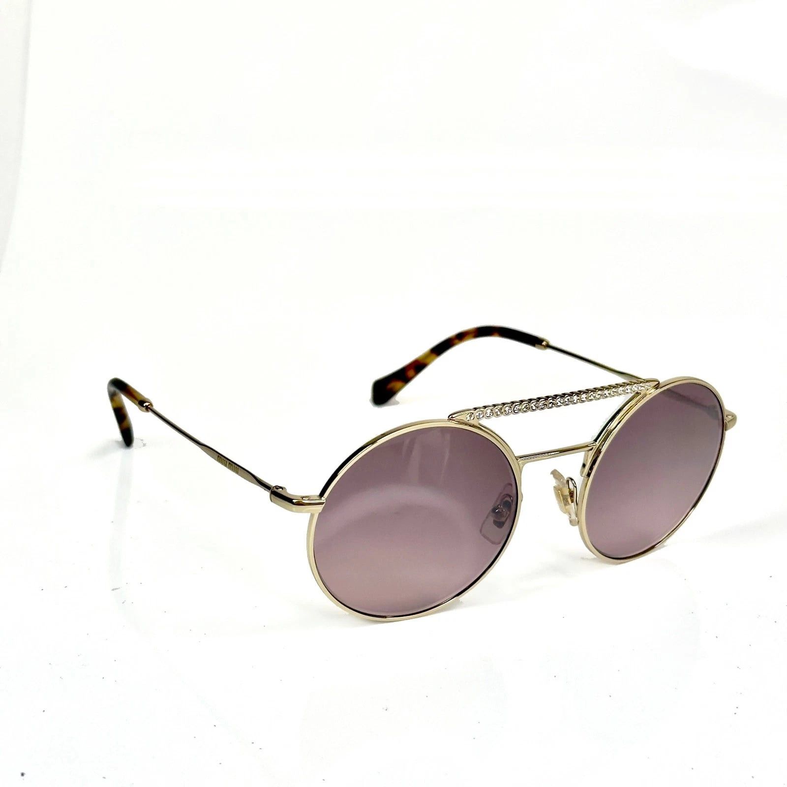 Miu Miu MIU MIU MU52VS SOCIETE CRYSTAL Strass Gold Pink Round 52V Size ONE SIZE - 5 Thumbnail